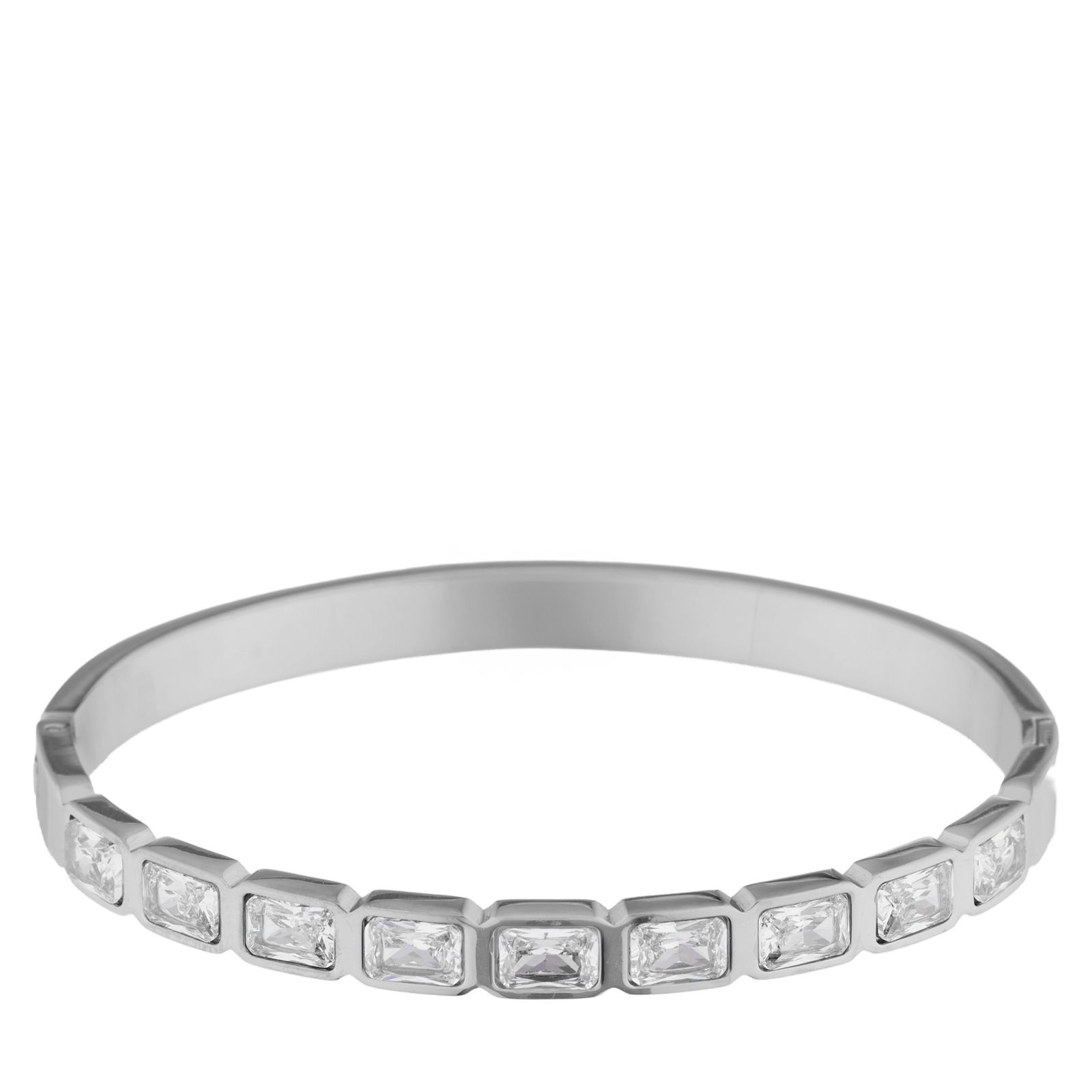 Steel by Diamonique Emerald Cut Bangle