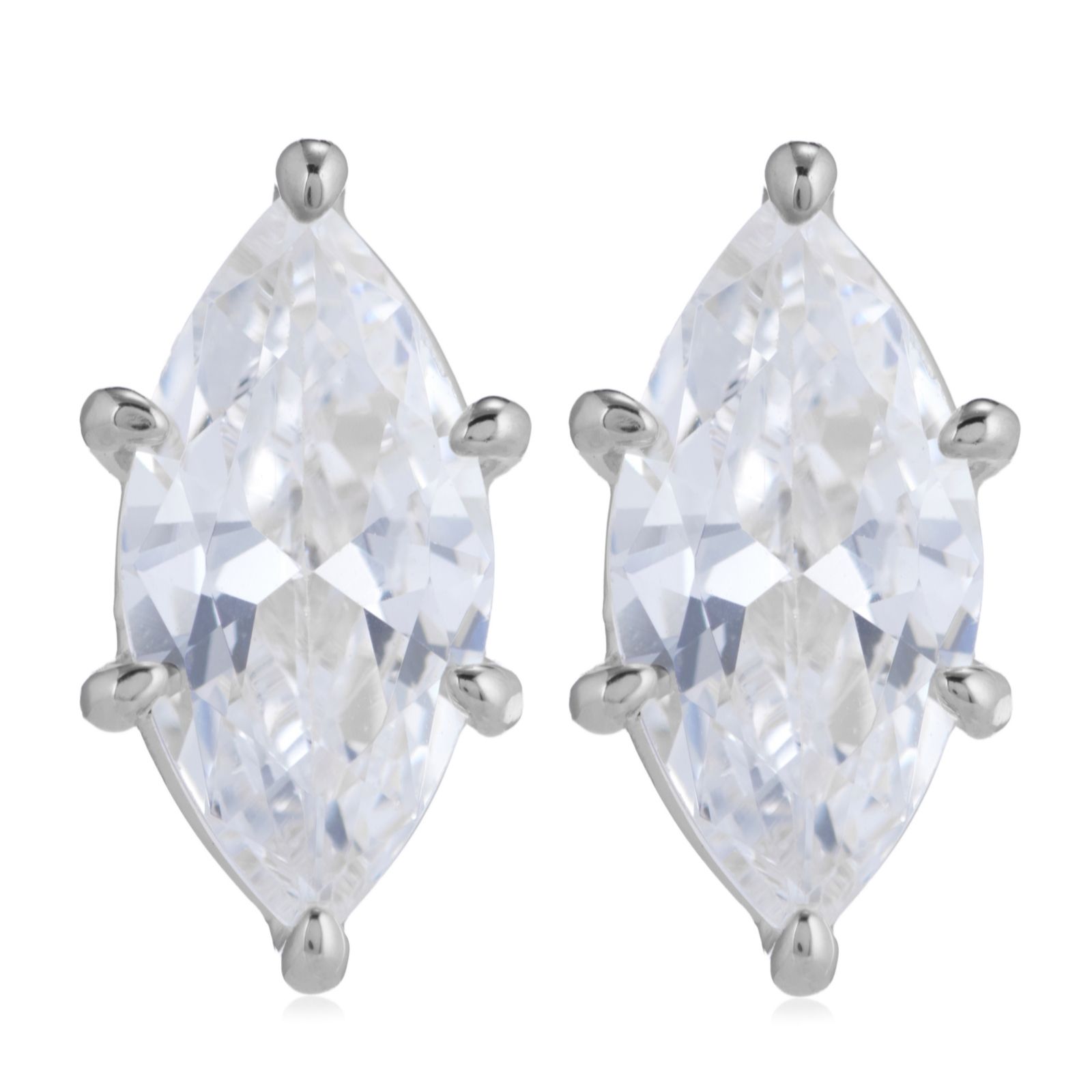 Diamonique 2ct Marquise Stud Earrings Sterling Silver