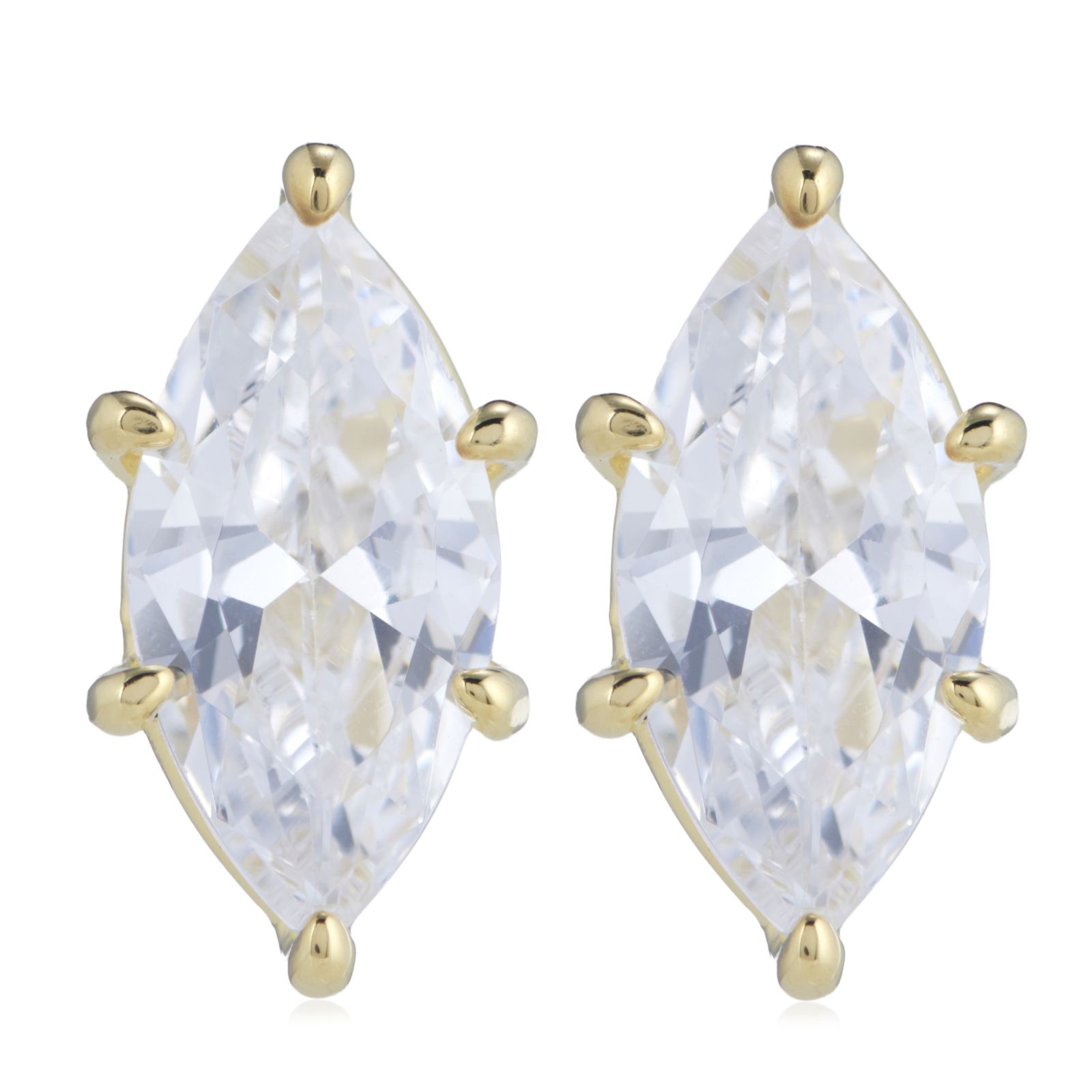 Diamonique 2ct Marquise Stud Earrings Sterling Silver