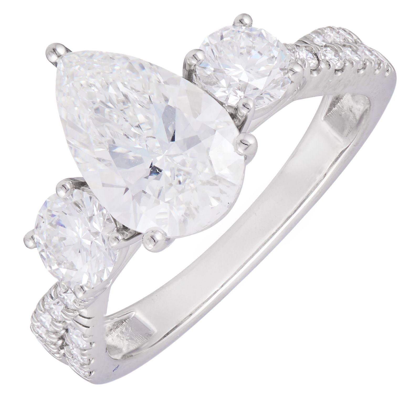 Fire Light 3ct Lab Grown Diamond Trilogy Ring Platinum