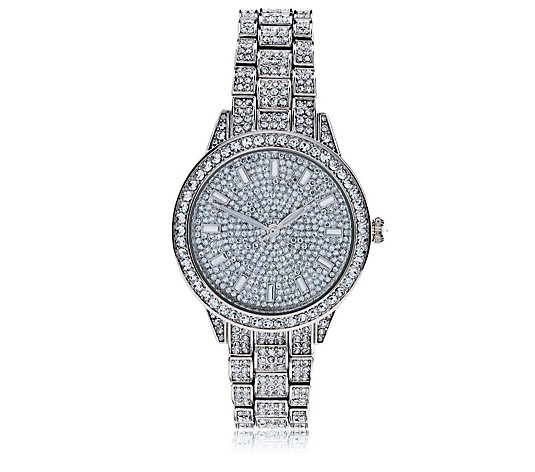Diamonique 6ct tw Stone Set Bracelet Watch