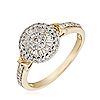 0.50ct Diamond Mixed Cut Round Cluster Kiss Shoulder Ring 9ct Gold