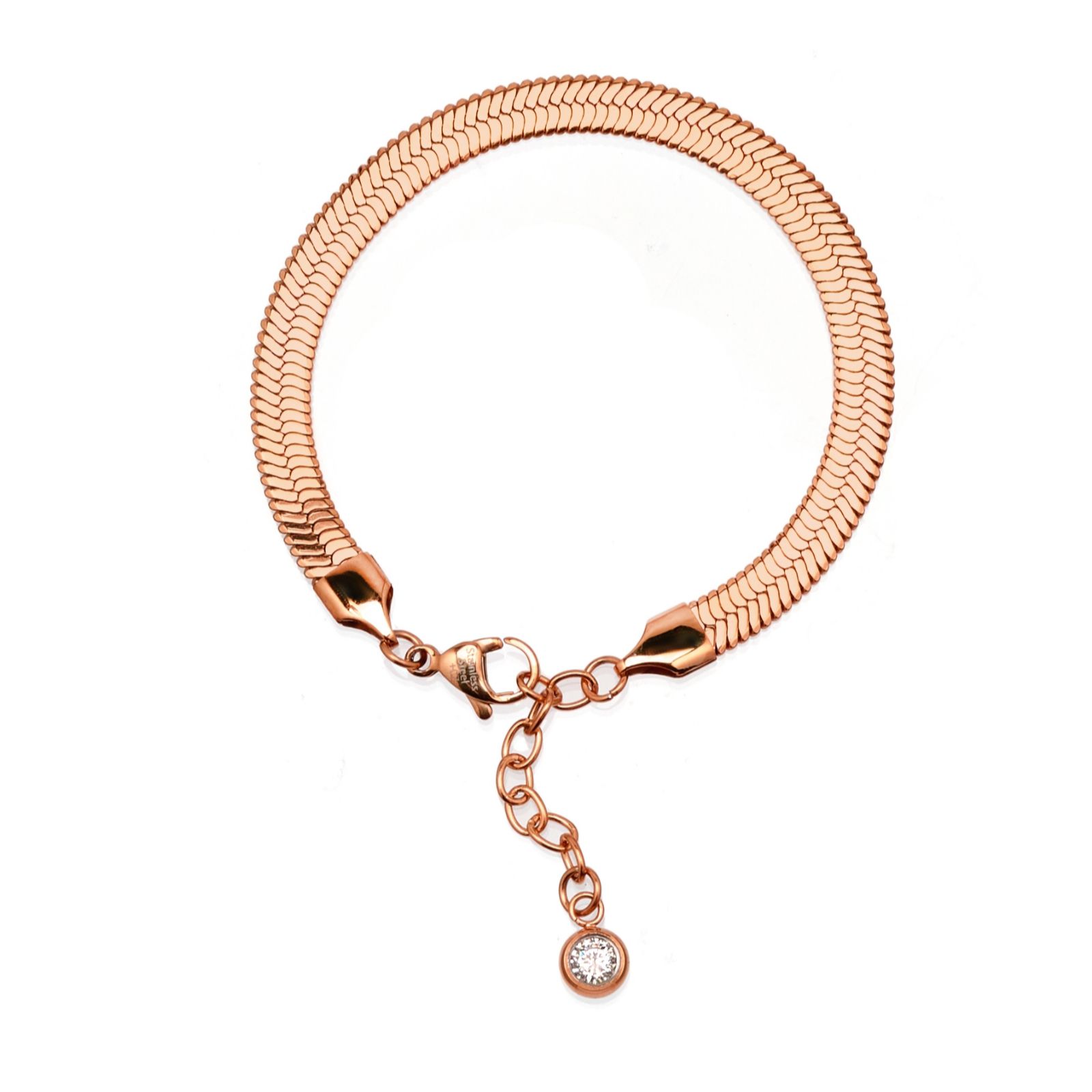 Steel by Diamonique Herring Bone Chain Bracelet Stainless Steel
