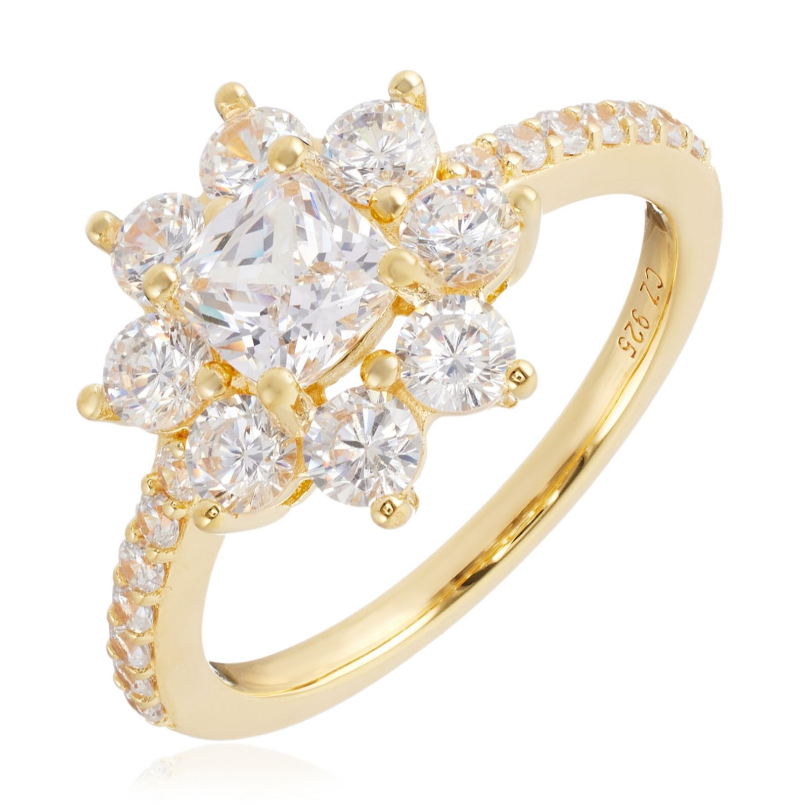 Diamonique 1.6ct tw Cluster Ring Sterling Silver