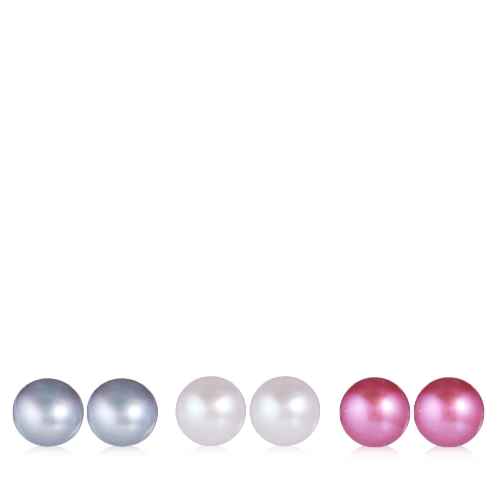 Lara Pearl Set of 3 8mm Pearl Stud Earrings in Gift Box