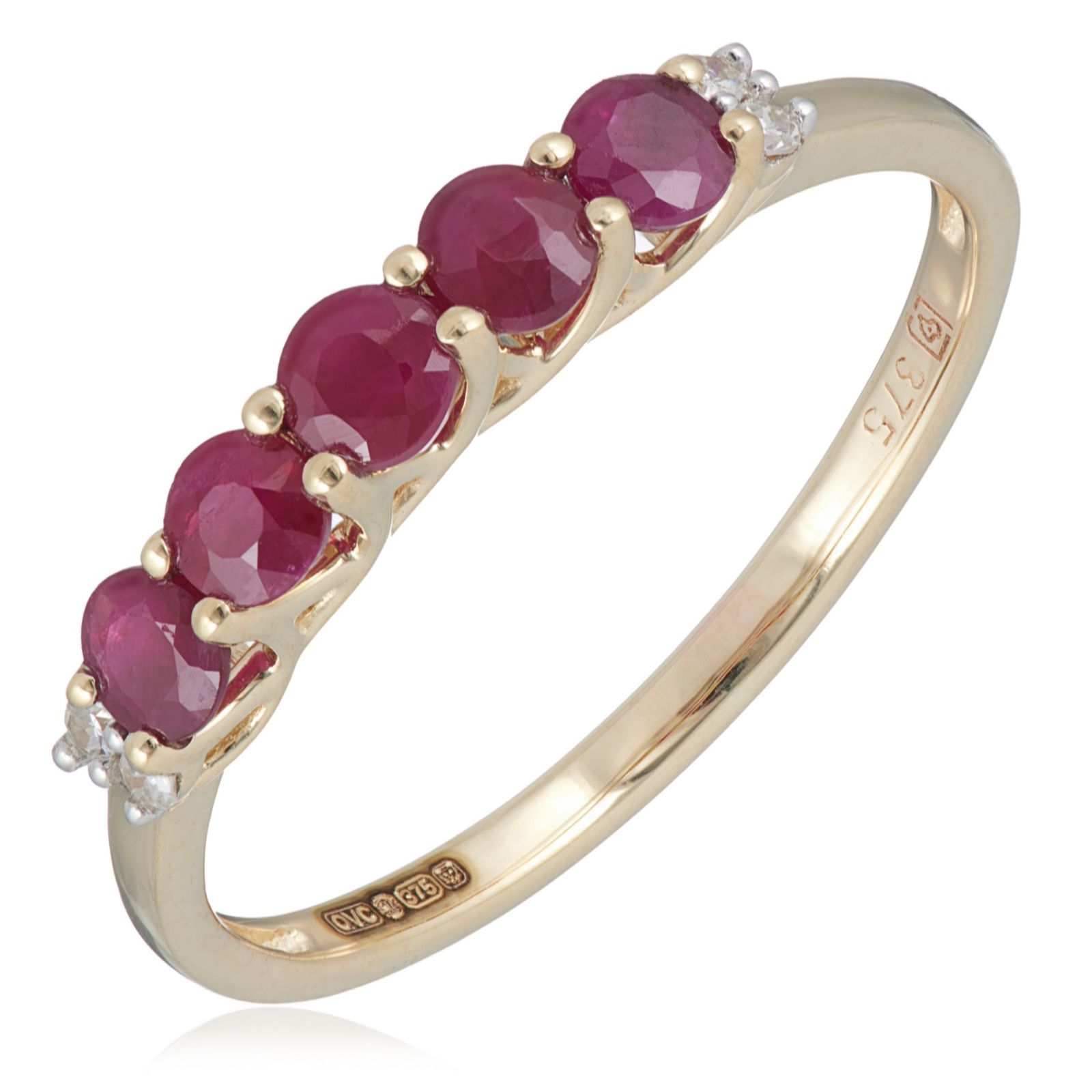 0.40ct - 0.60ct Gemstone & 0.03ct Diamond Eternity Ring 9ct Gold