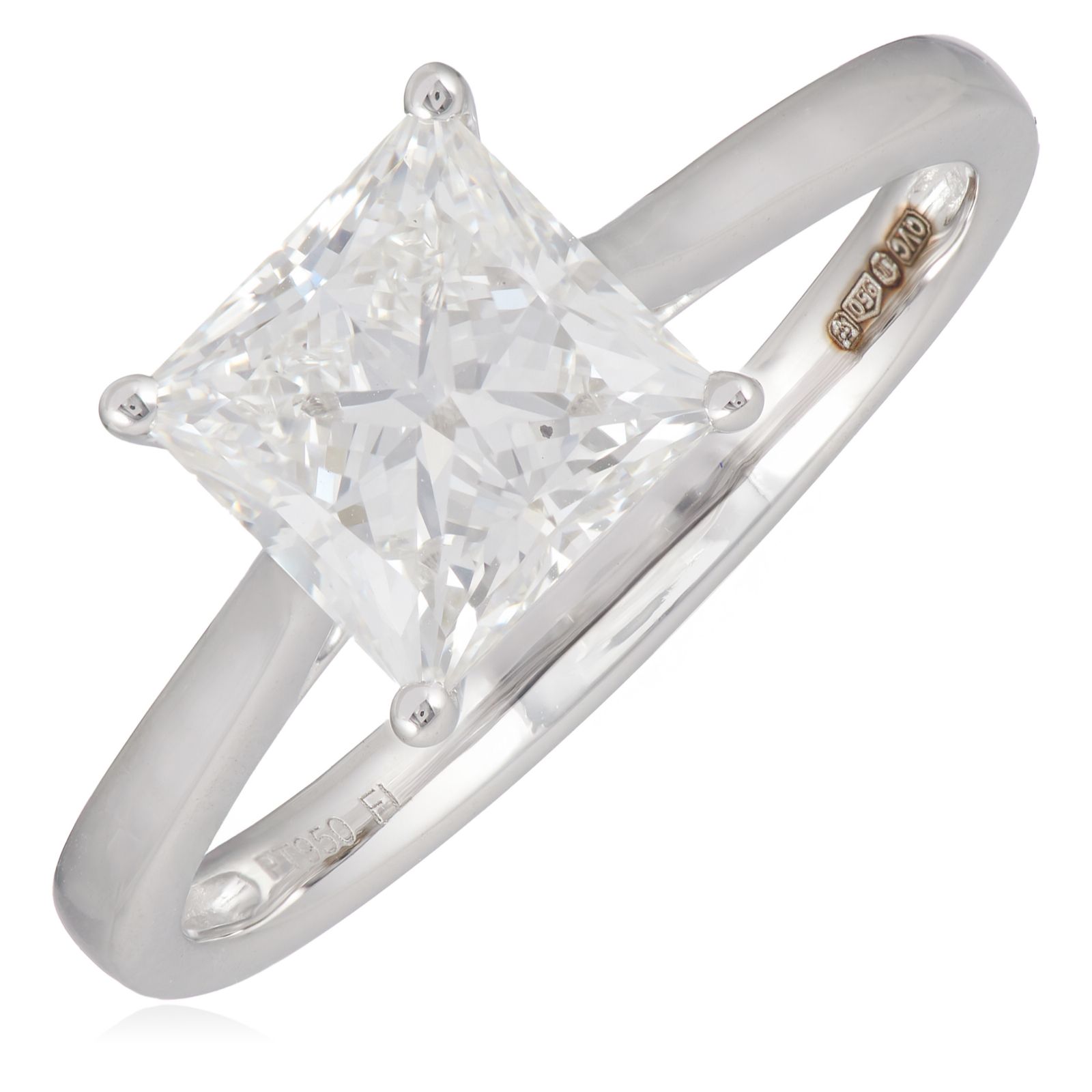 Firelight 2ct Lab Grown Diamond Princess Cut Solitaire Ring Platinum