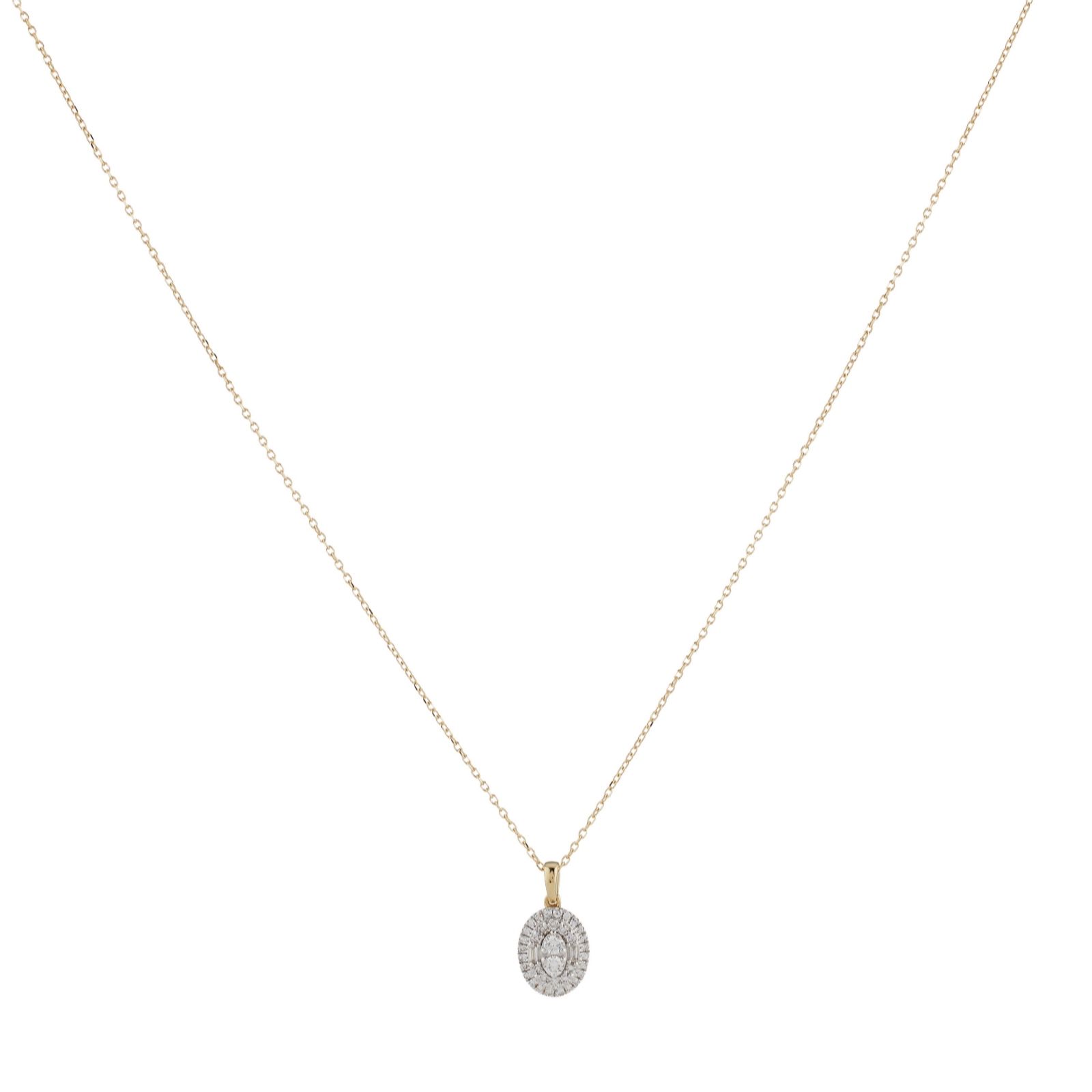 0.25ct Diamond Mixed Cut Oval Pendant & Chain 9ct Gold