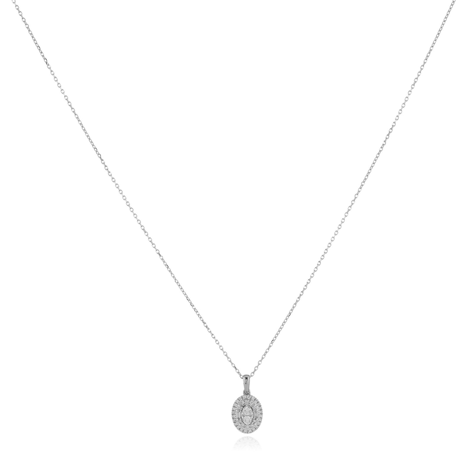0.25ct Diamond Mixed Cut Oval Pendant & Chain 9ct Gold