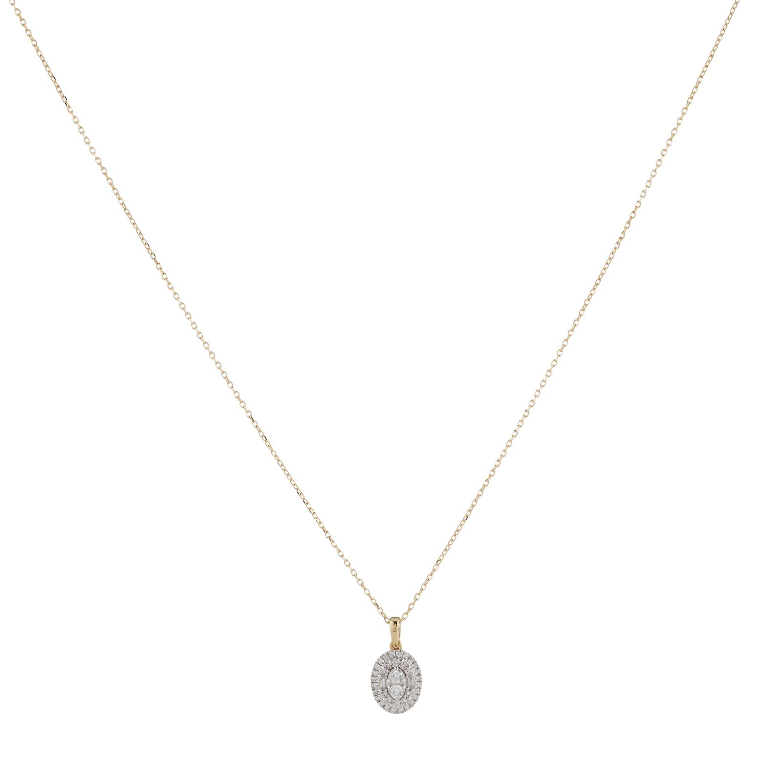 0.25ct Diamond Mixed Cut Oval Pendant & Chain 9ct Gold