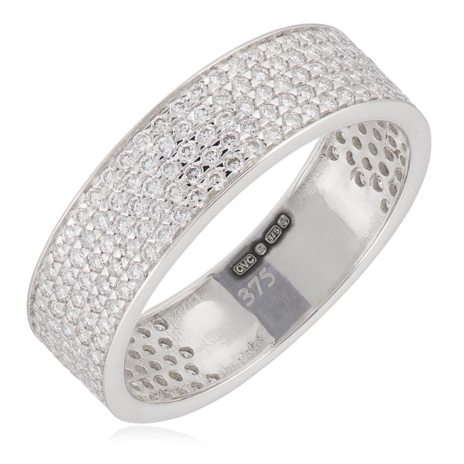 0.97ct Diamond Pave Band Ring 9ct Gold