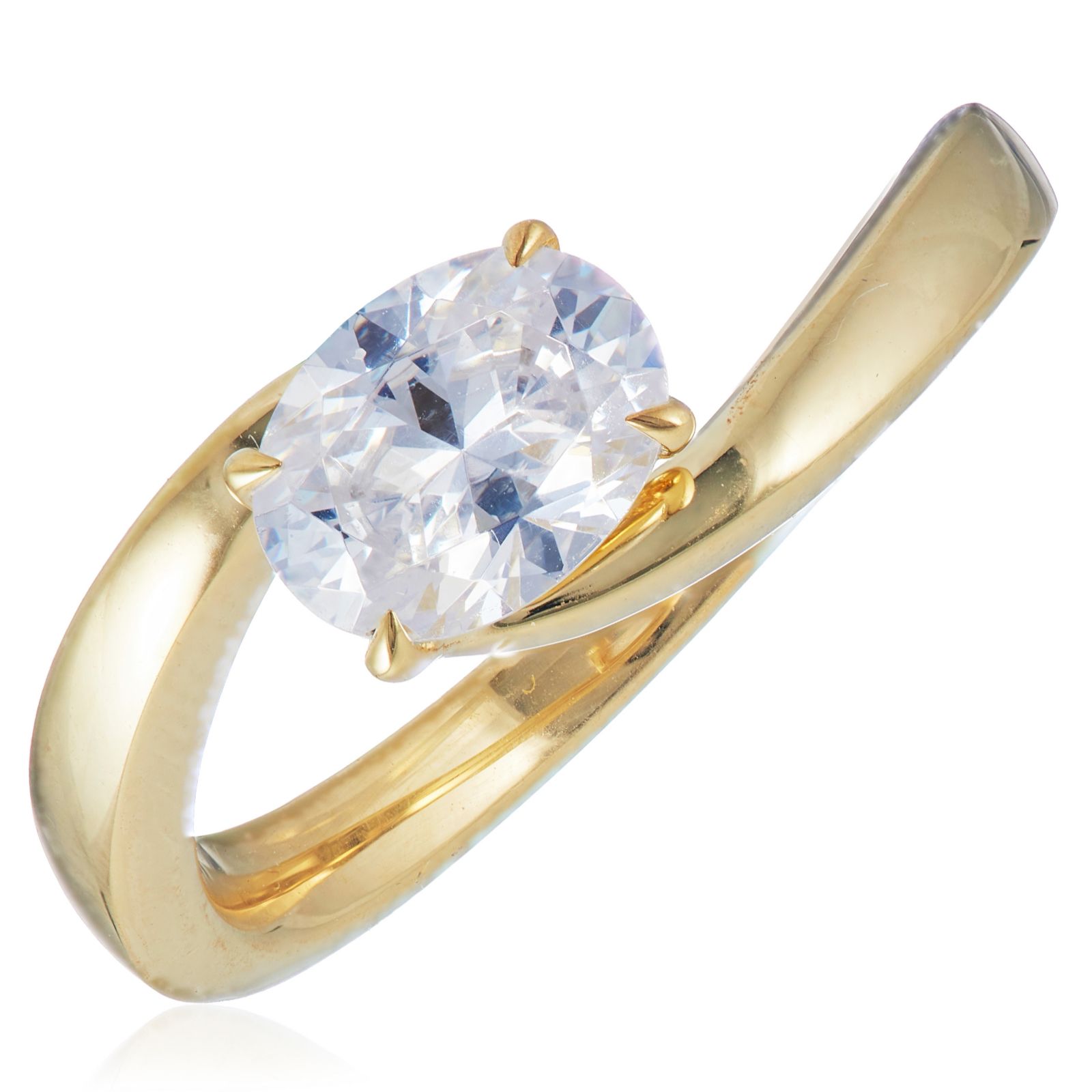 Fire Light 1ct Lab Grown Diamond Oval Wave Ring 18ct Gold Vermeil