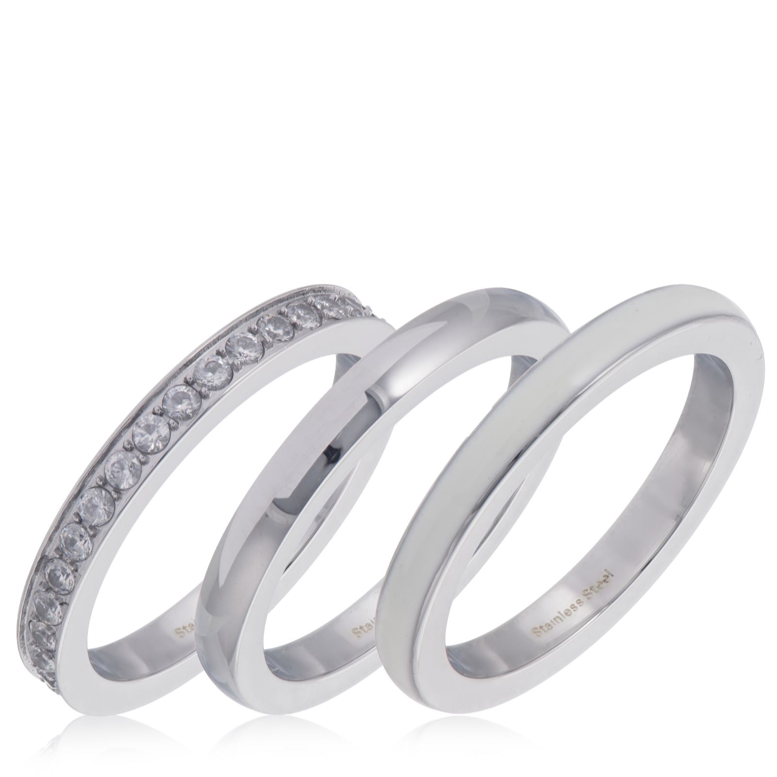 Steel by Diamonique Enamel Ring Stack Stainless Steel
