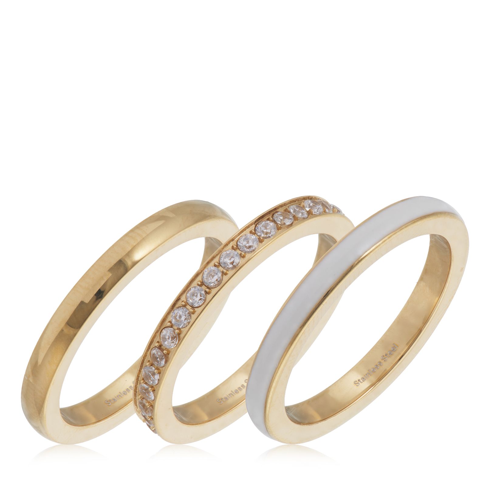Steel by Diamonique Enamel Ring Stack Stainless Steel