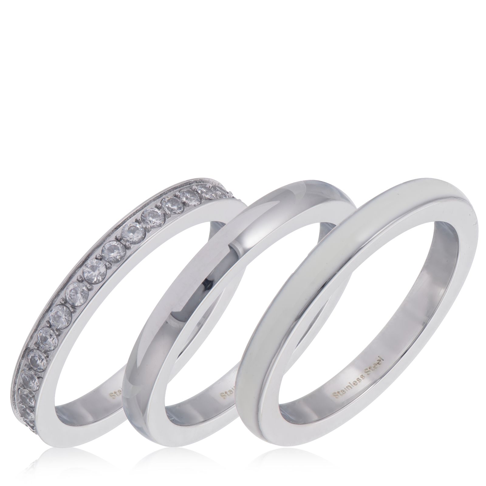 Steel by Diamonique Enamel Ring Stack Stainless Steel