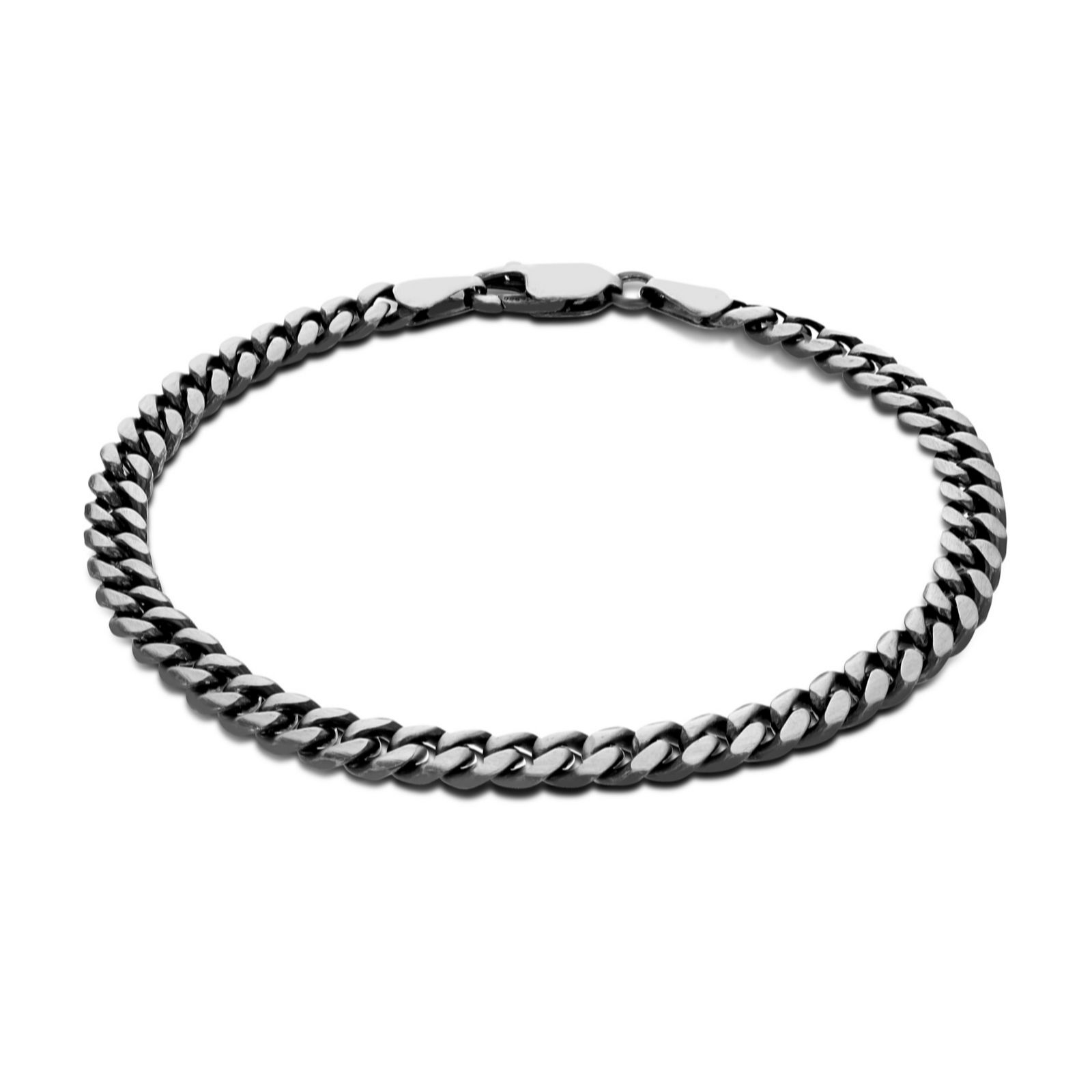 Faith & Brown Men's Italian Oxidised Curb Bracelet Crafted Sterling Silver