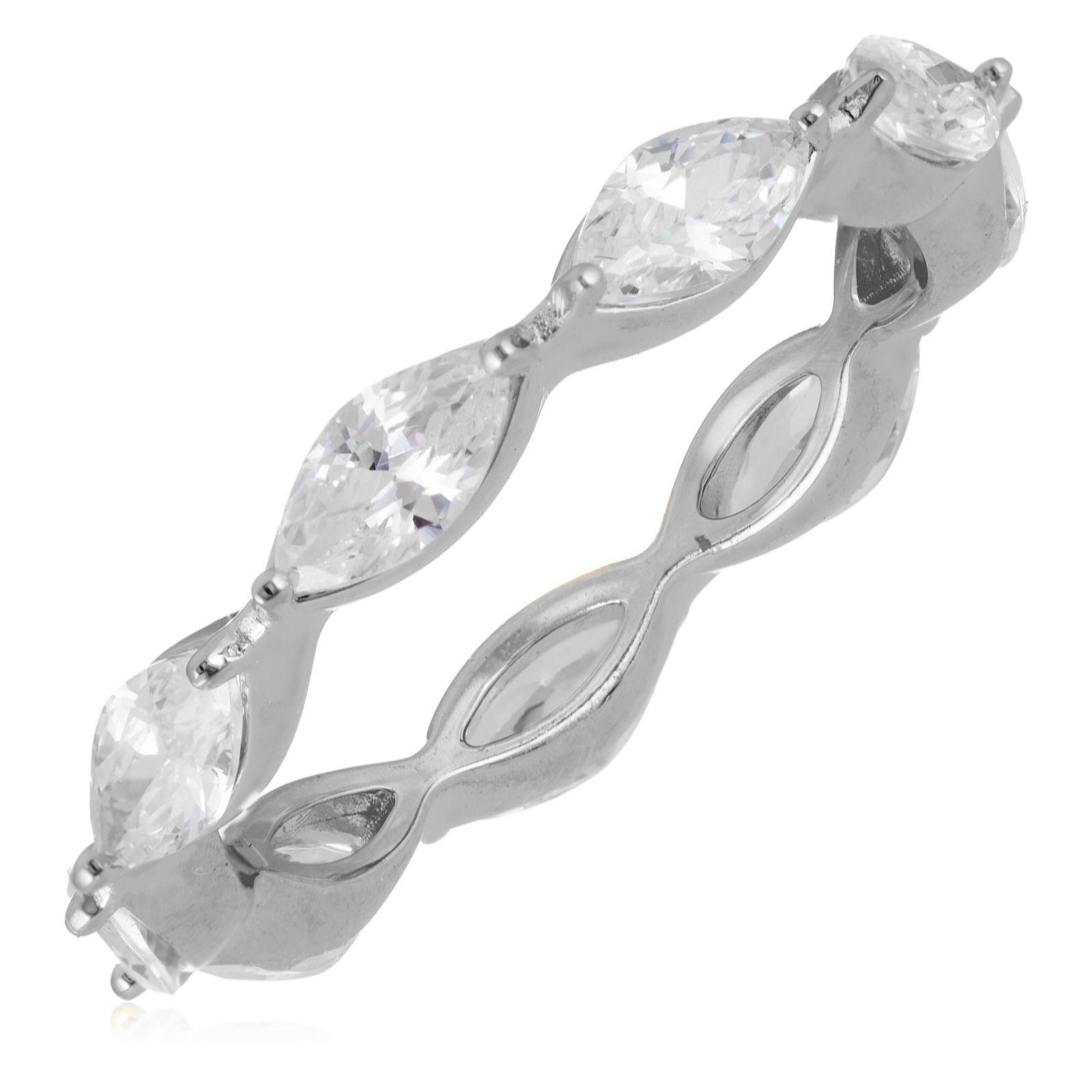 Diamonique 2.5ct tw Marquise Eternity Ring Sterling Silver