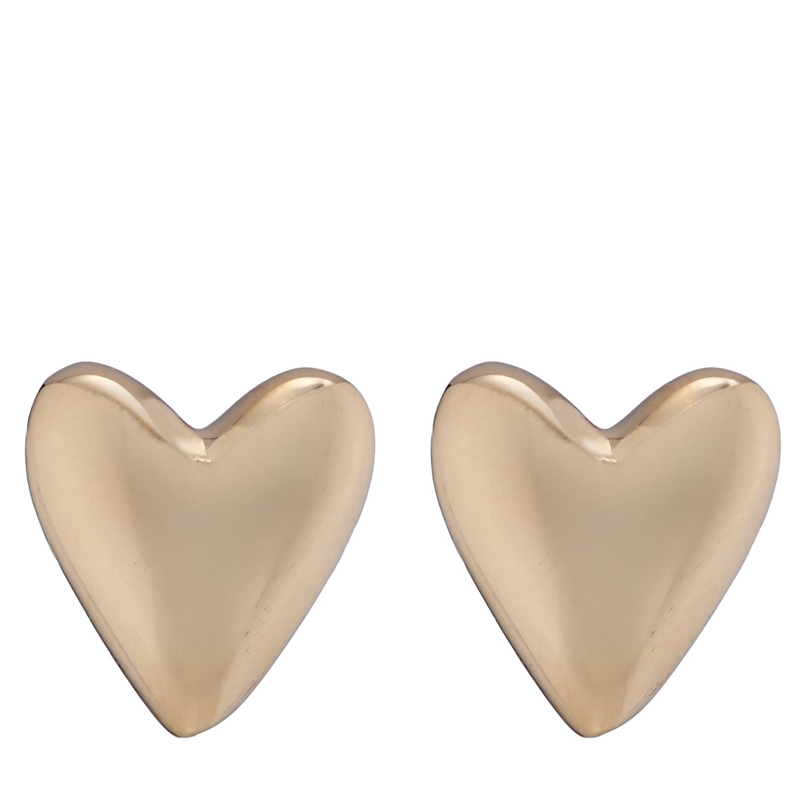 GOLD 9ct Italian Gold Silky Heart Stud Earrings 0.9g