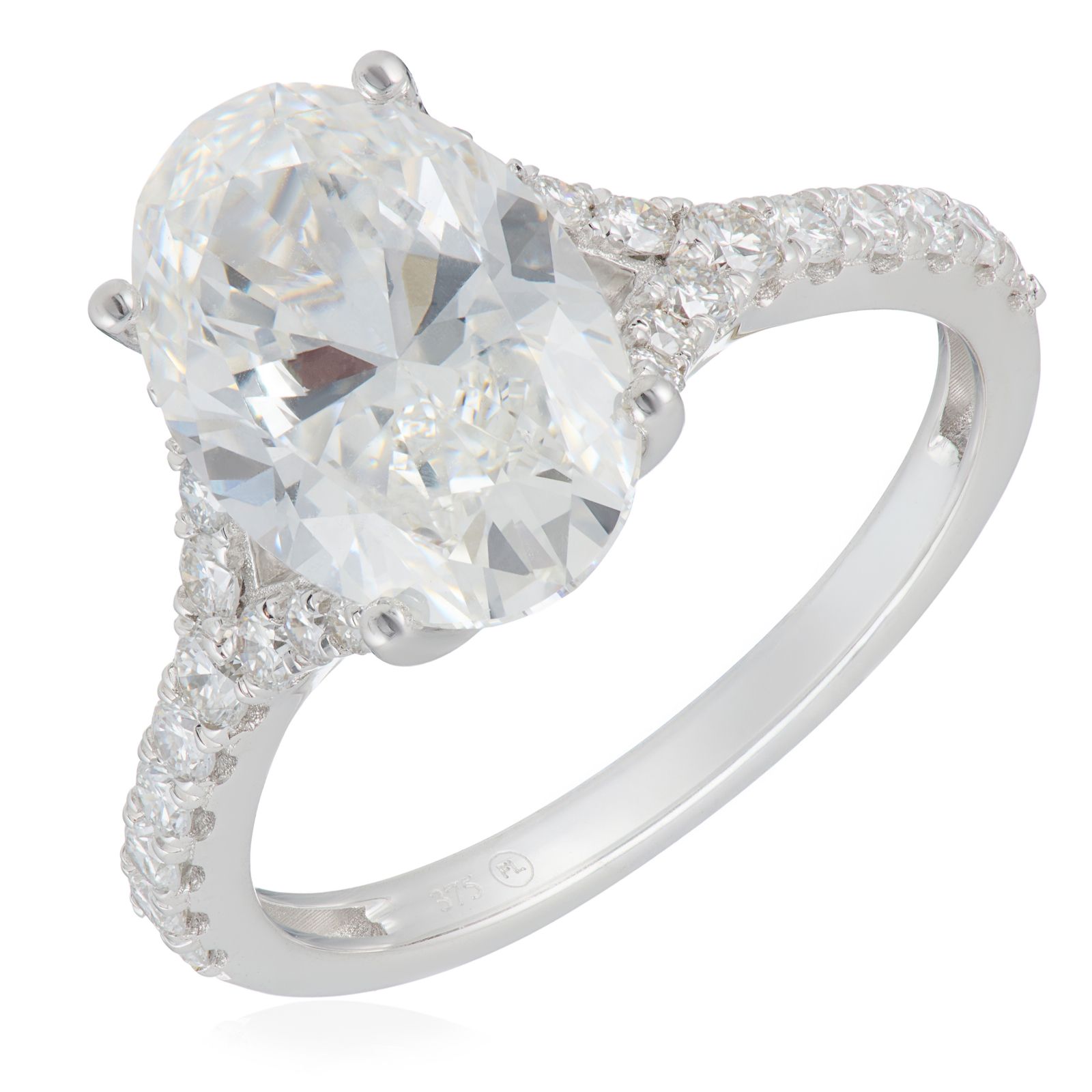 Fire Light 3.7ct Lab Grown Diamond Oval Cut Set of 2 Rings 9ct Gold
