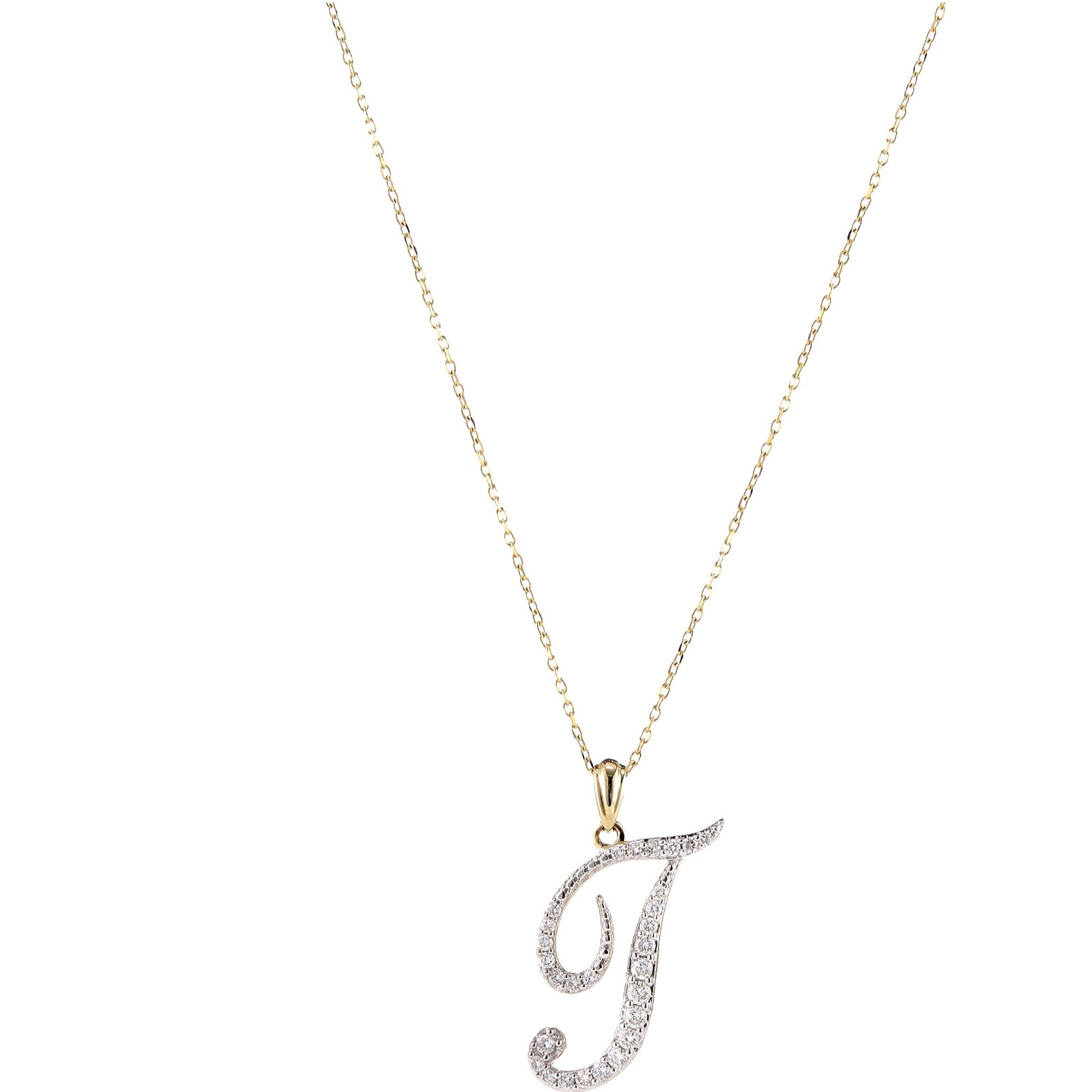 0.33-0.40ct Diamond Initial Pendant 45cm Necklace 9ct Gold