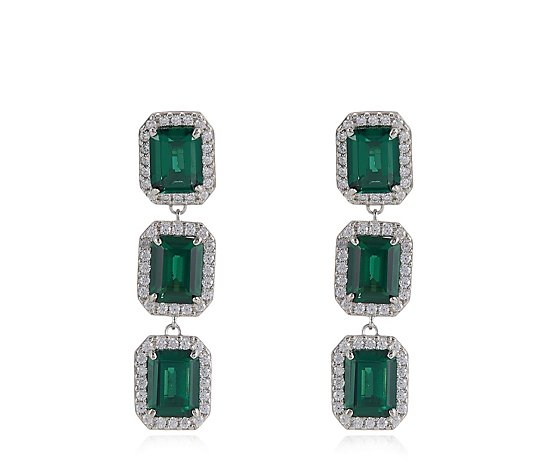Michelle Mone for Diamonique 19 ct tw Emerald Cut Drop Earrings Sterling Silver