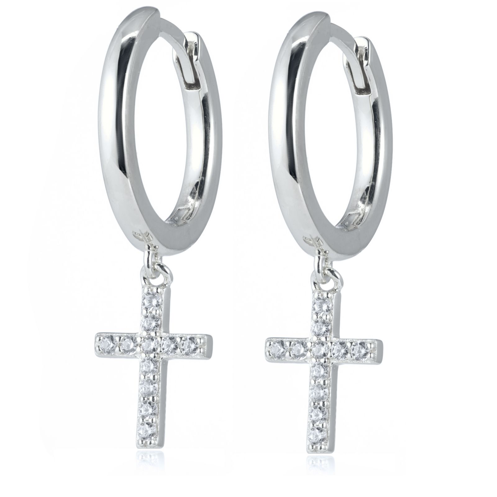 Diamonique 0.19ct tw Motif Huggie Earring Sterling Silver