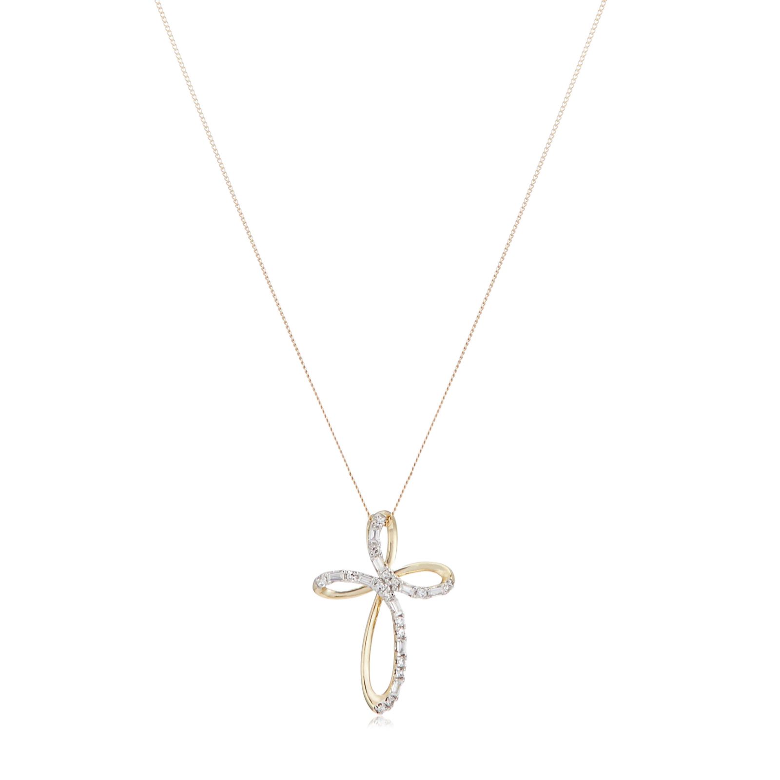 Firel lght 0.33ct Lab Grown Diamond Infinity Cross Pendant& Chain 9ct Gold