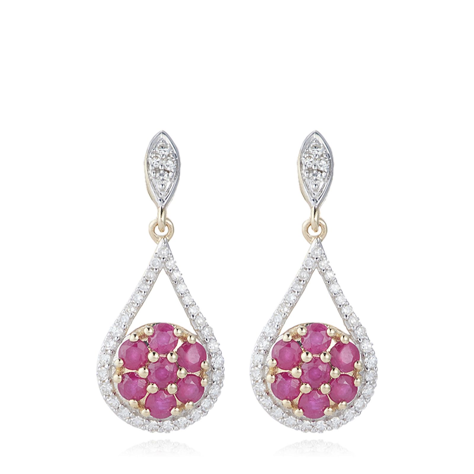 0.56ct African Ruby and 0.17ct Diamond Drop Earrings 9ct Gold