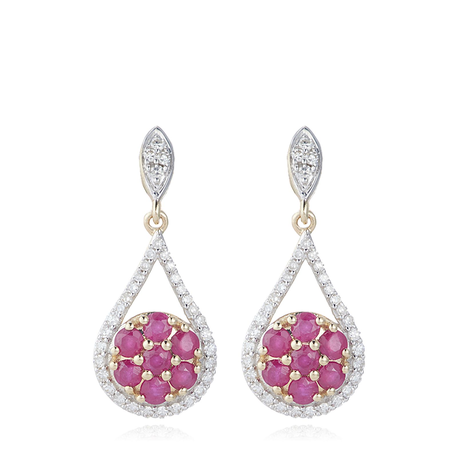 0.56ct African Ruby and 0.17ct Diamond Drop Earrings 9ct Gold