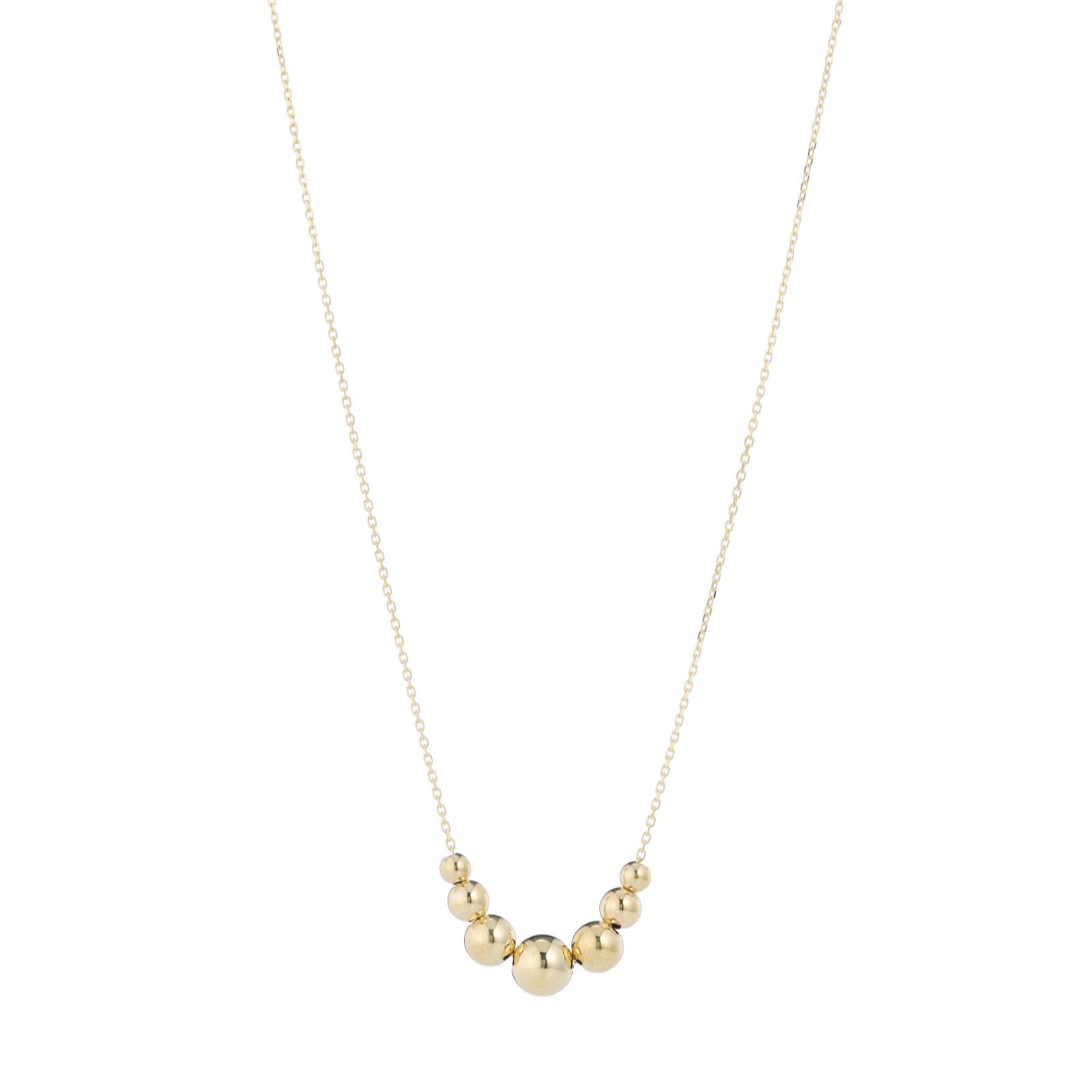 Gold 9ct Italian Gold Graduated Specchio Bead Necklace 1.15g
