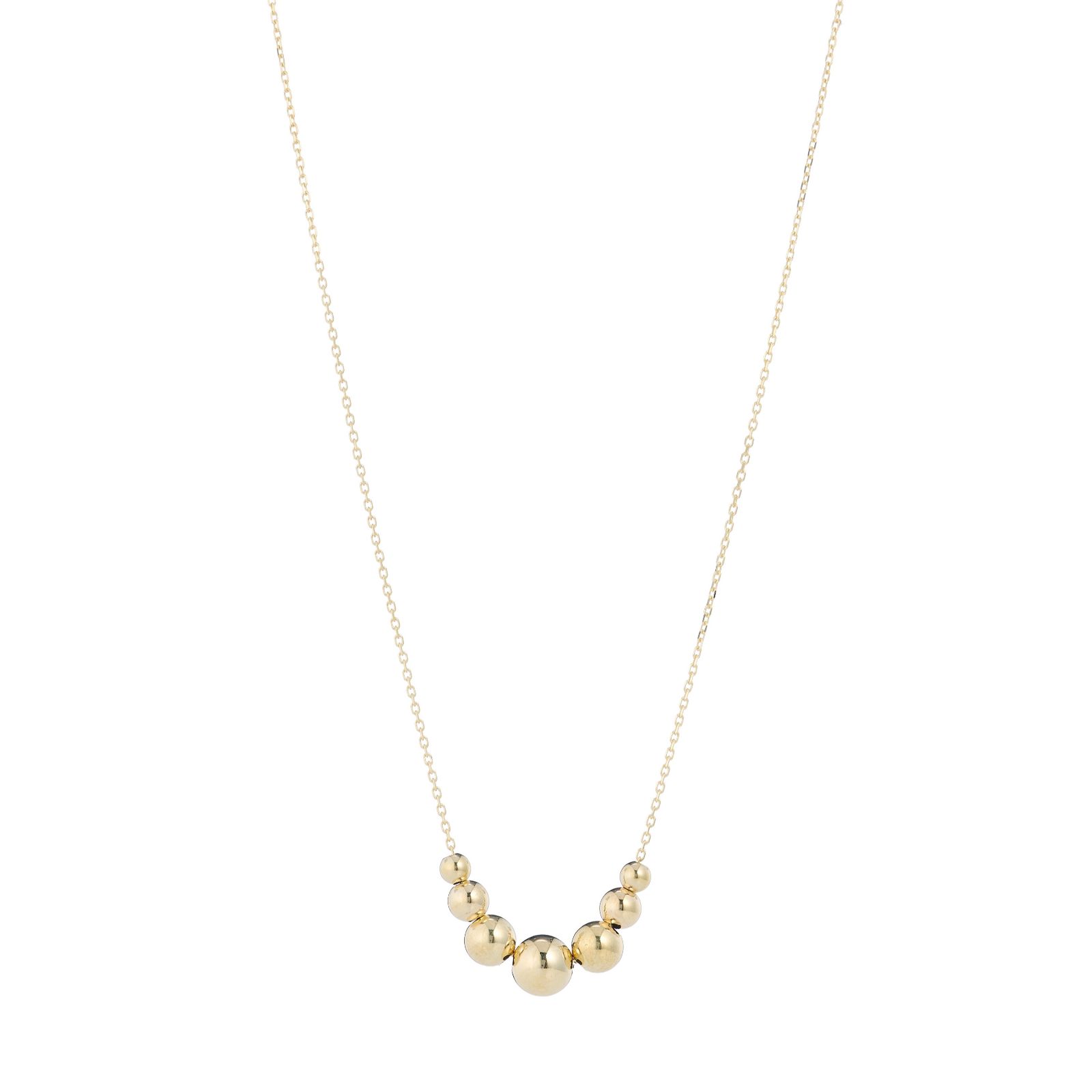 Gold 9ct Italian Gold Graduated Specchio Bead Necklace 1.15g