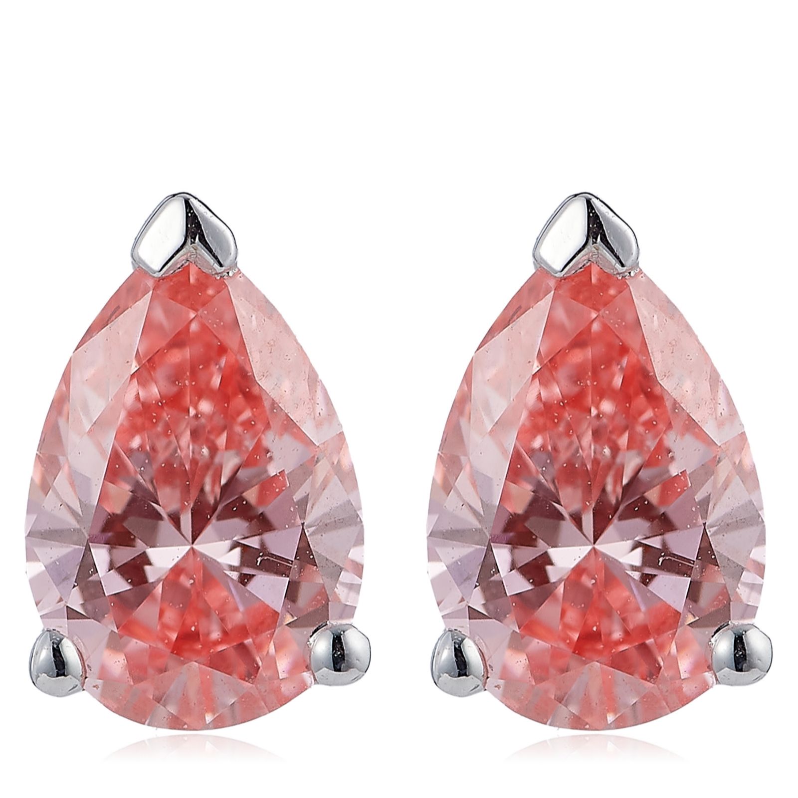 Fire Light 1ct Pink Lab Grown Diamond Pear Cut Stud Earrings Platinum