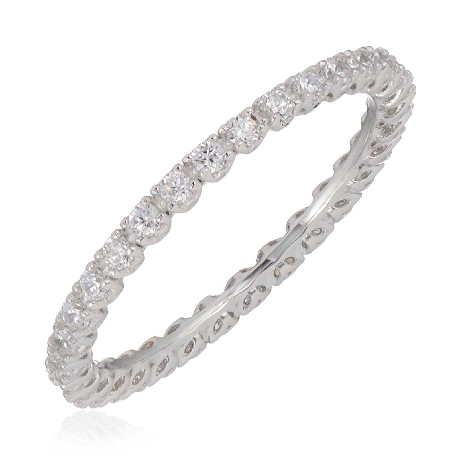 Diamonique 0.3ct tw Platinum Plated Mini Icon Ring Sterling Silver