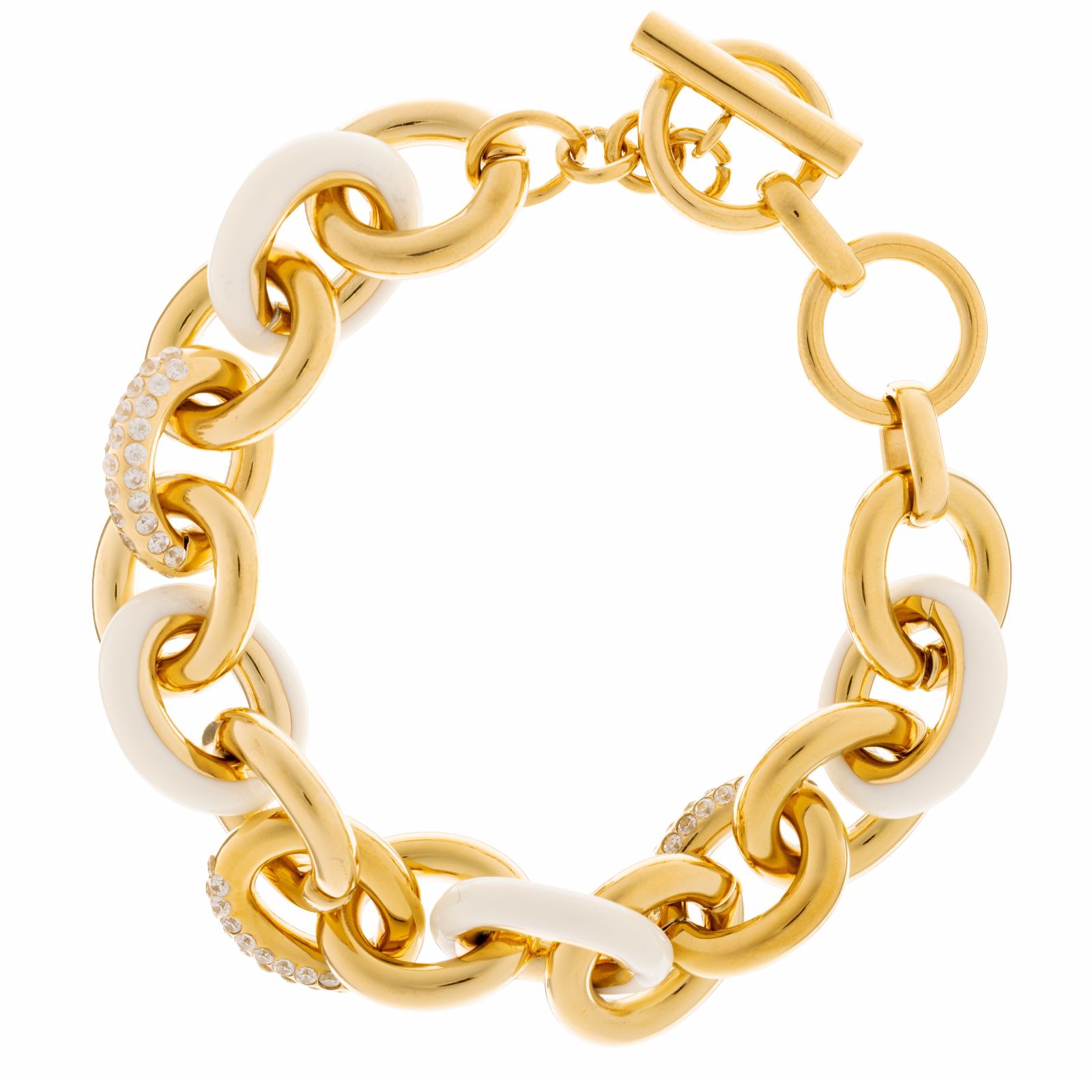 Steel by Diamonique Enamel Link Bracelet Stainless Steel