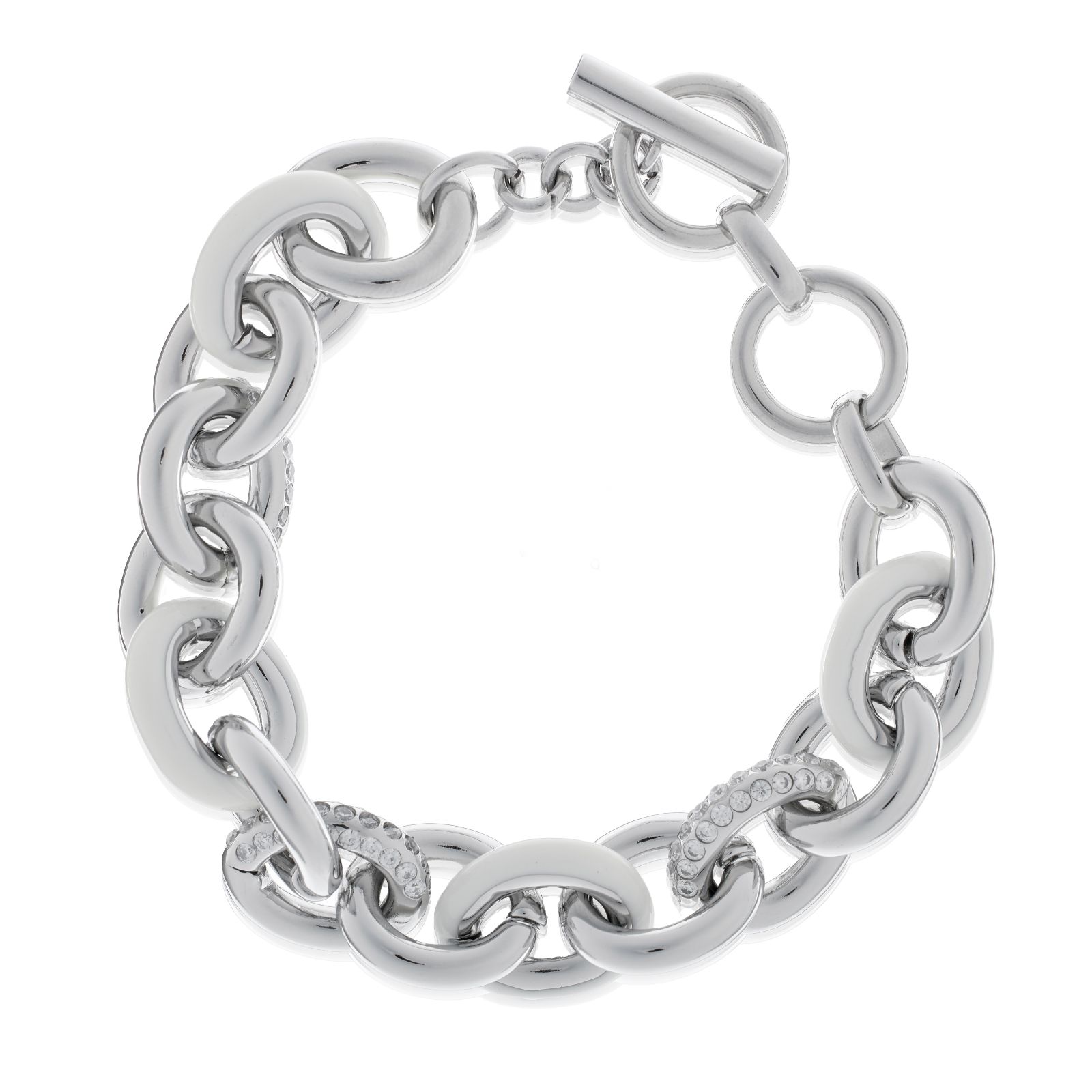Steel by Diamonique Enamel Link Bracelet Stainless Steel