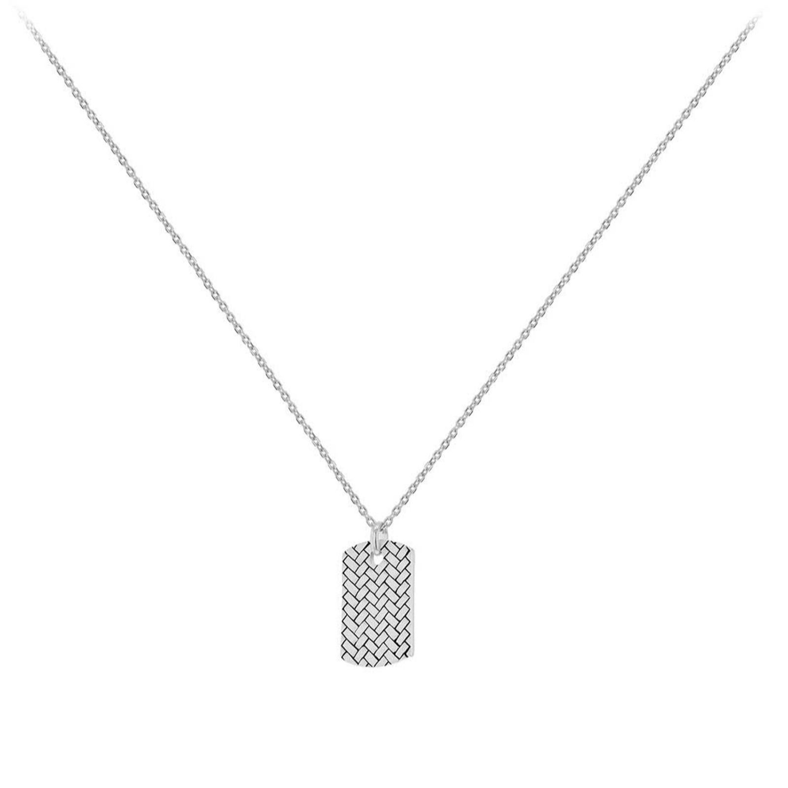 Faith & Brown Men's  Herringbone Dog Tag Necklace