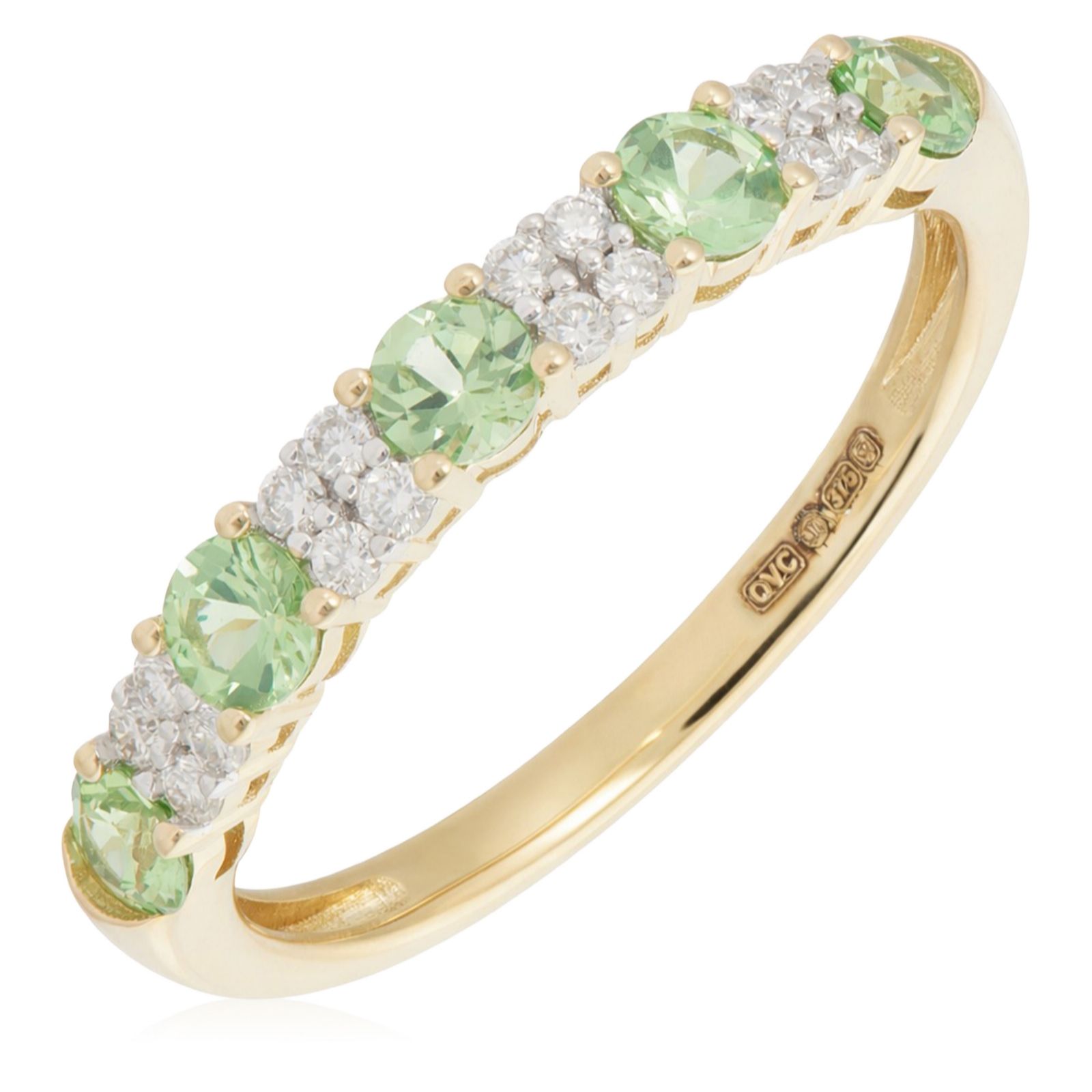 0.57ct Tsvaroite Garnet & 0.15ct Diamond Eternity Ring 9ct Gold