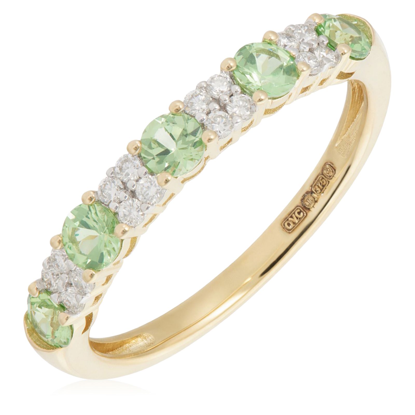 0.57ct Tsvaroite Garnet & 0.15ct Diamond Eternity Ring 9ct Gold