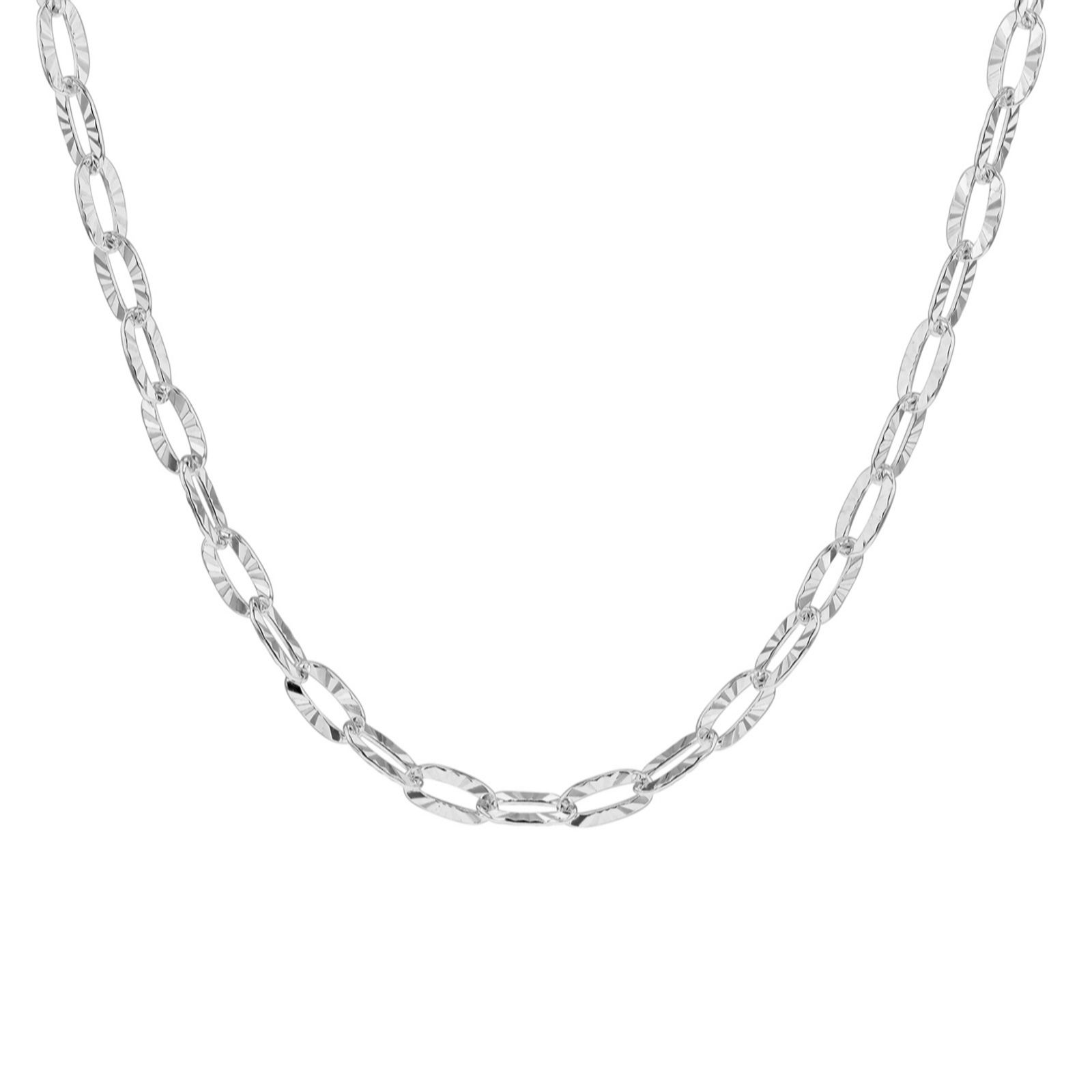 Faith & Brown Italian Crafted Diamond Cut Flat Belcher Necklace Sterling Silver