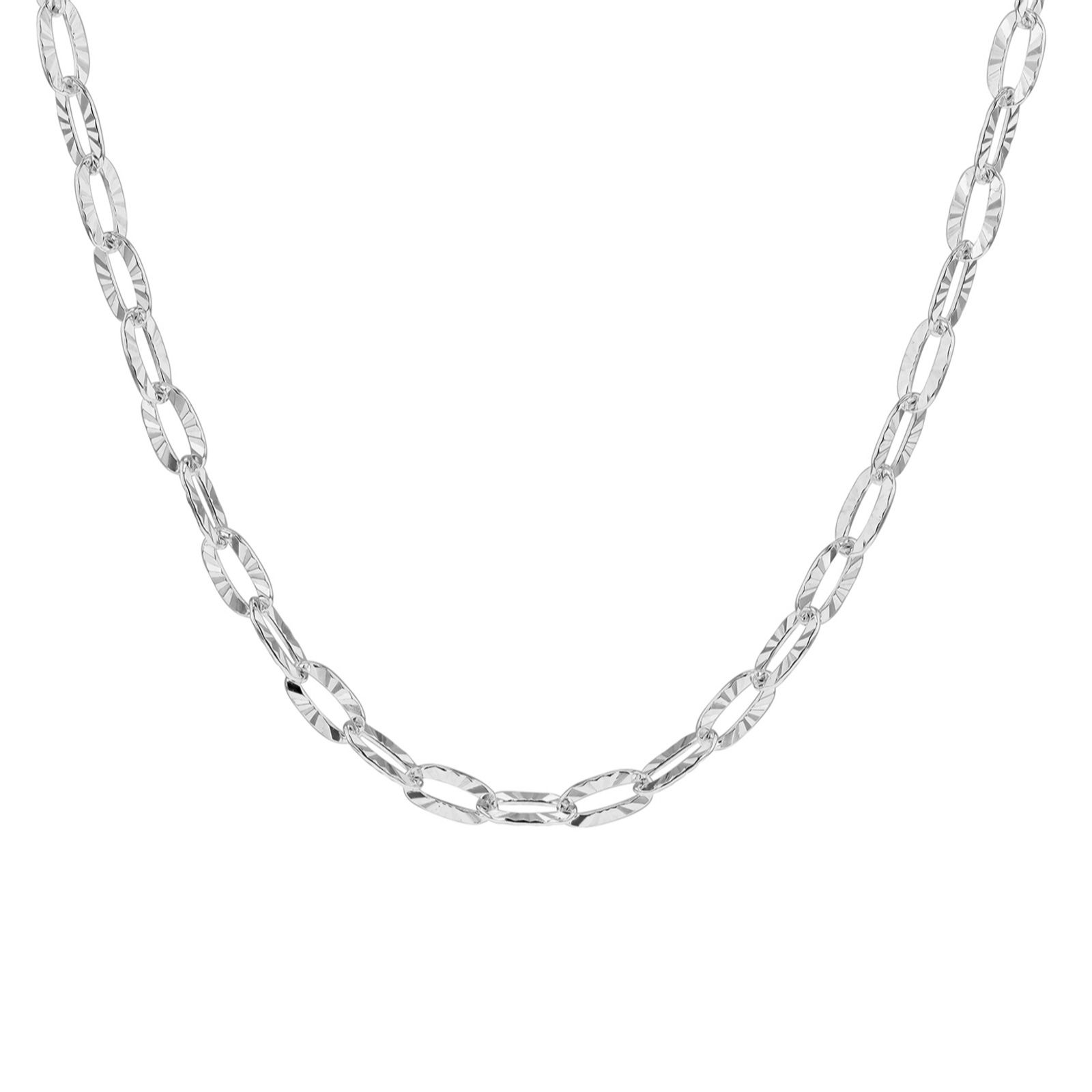 Faith & Brown Italian Crafted Diamond Cut Flat Belcher Necklace Sterling Silver