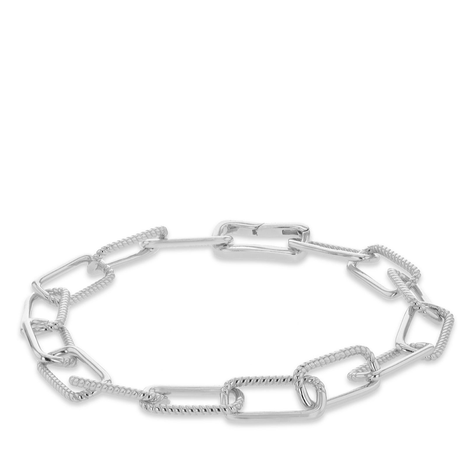 SILVER Half Twisted Link Paper Chain Bracelet 19cm - QVC UK