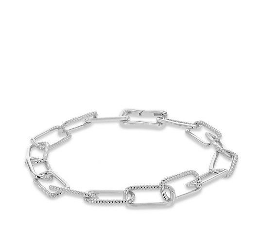 SILVER Half Twisted Link Paper Chain Bracelet 19cm - QVC UK