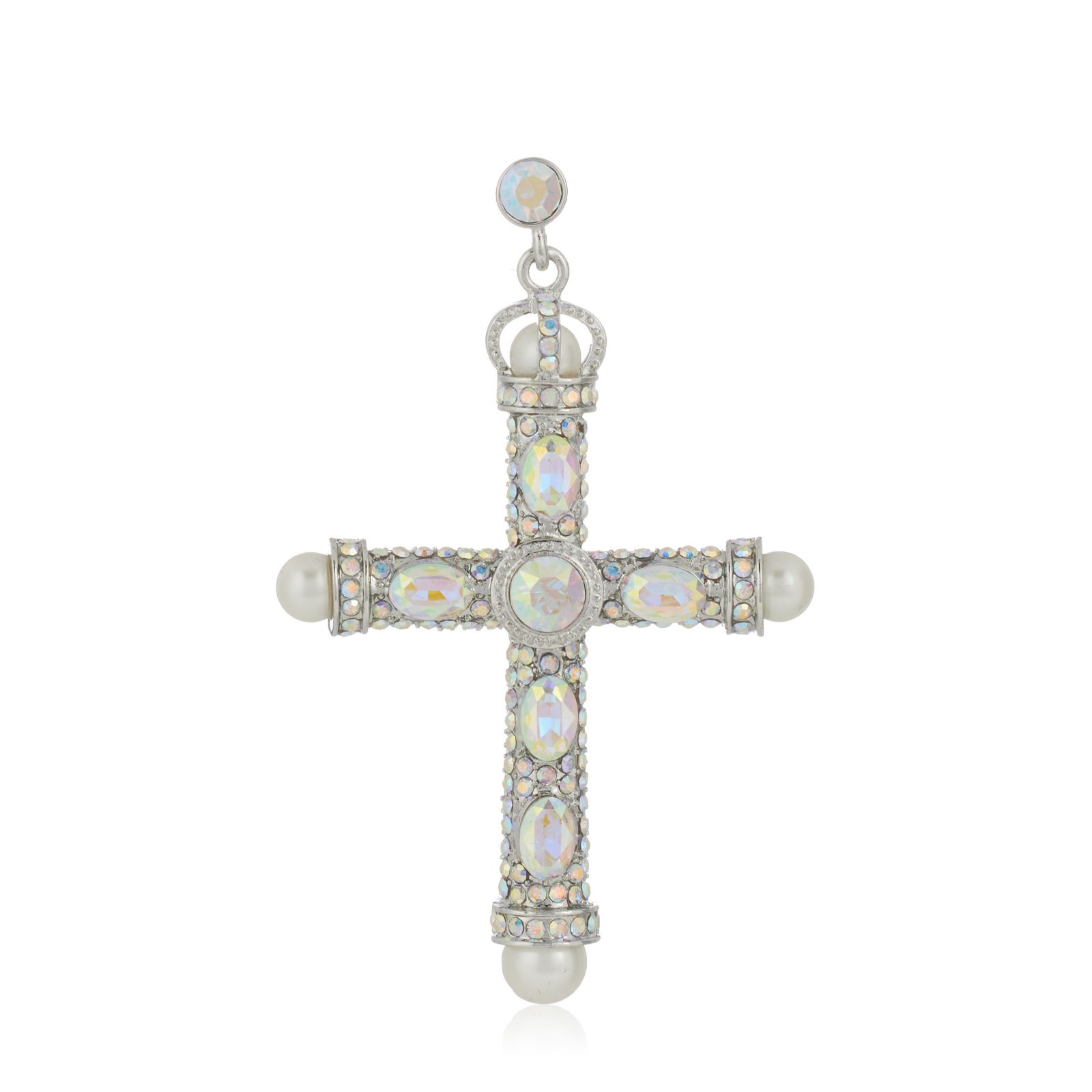 Butler & Wilson Crystal and Pearl Cross Earrings