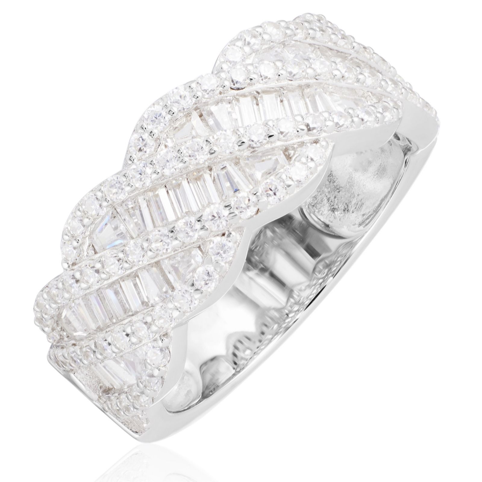 Diamonique 1.35ct tw Baguette Cut Band Ring Sterling Silver