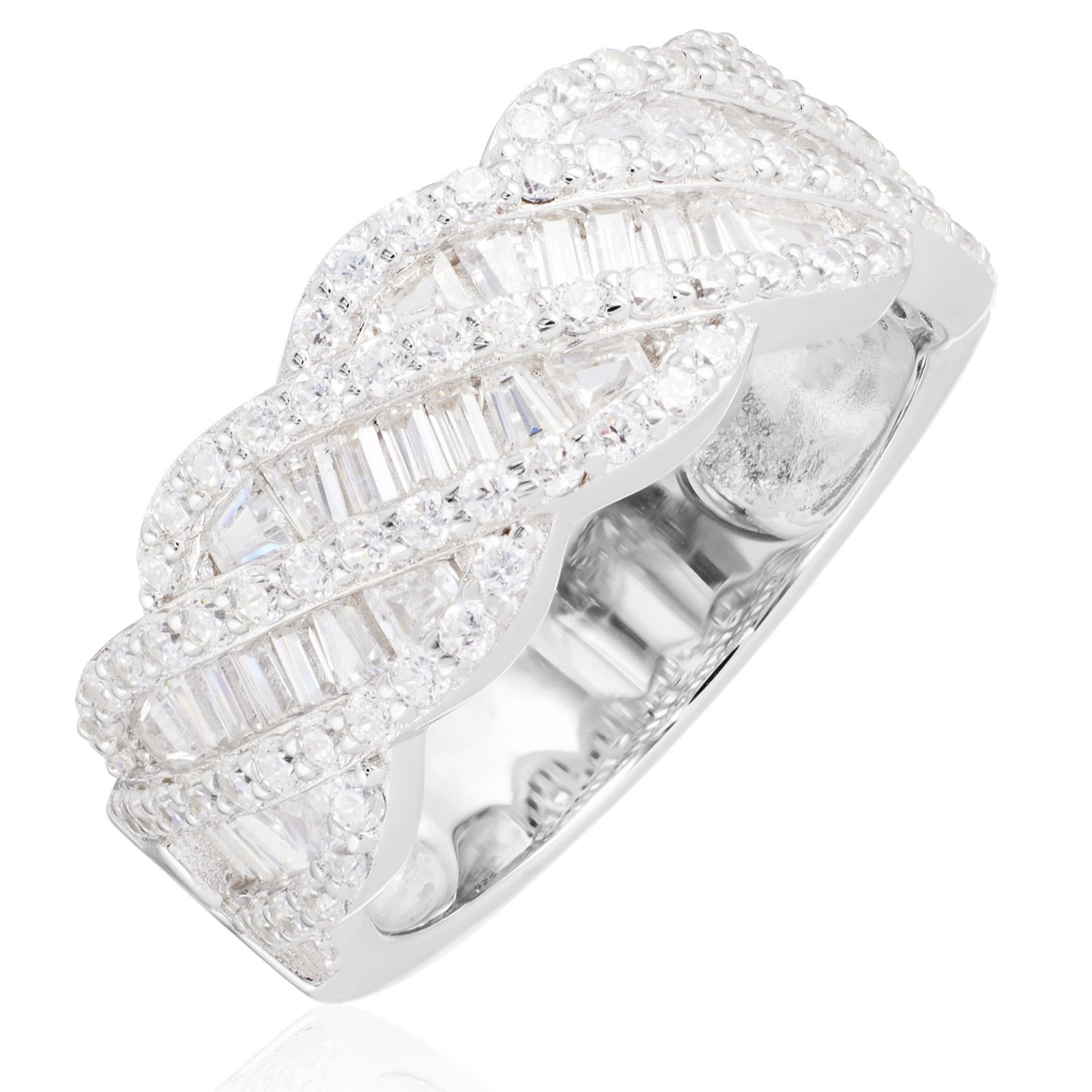 Diamonique 1.35ct tw Baguette Cut Band Ring Sterling Silver