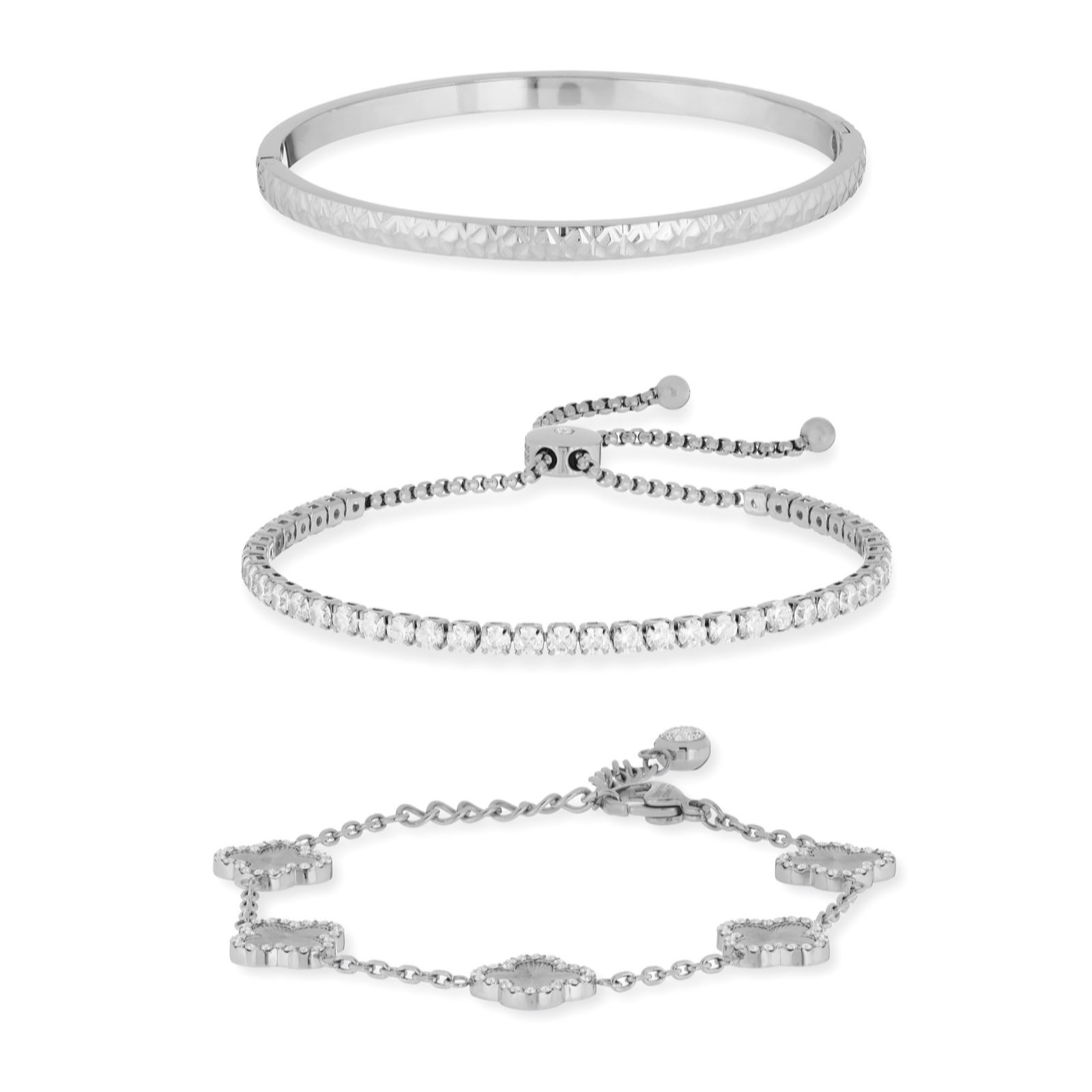 Steel by Diamonique Set of 3 Bracelet Stack Stainless Steel