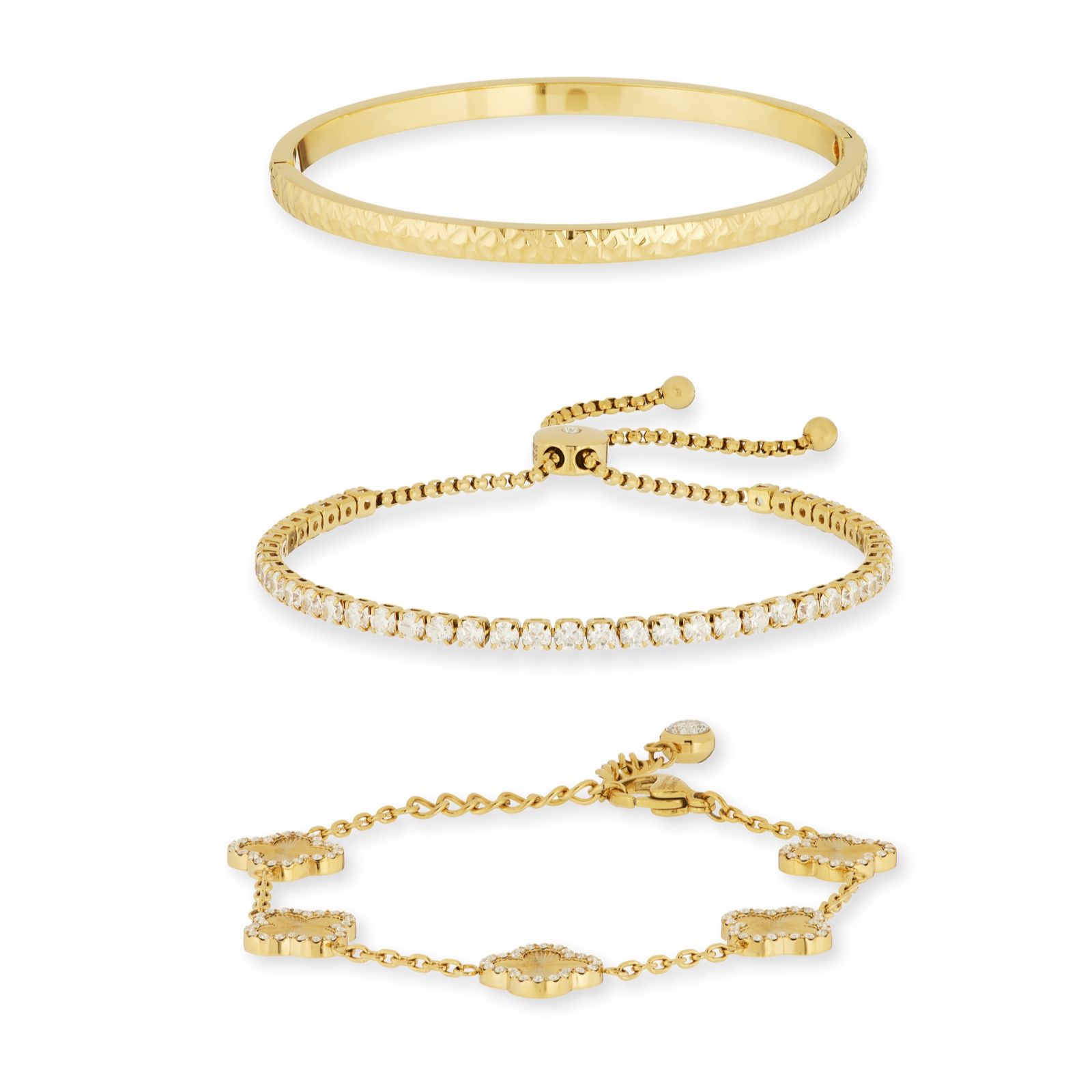 Steel by Diamonique Set of 3 Bracelet Stack Stainless Steel