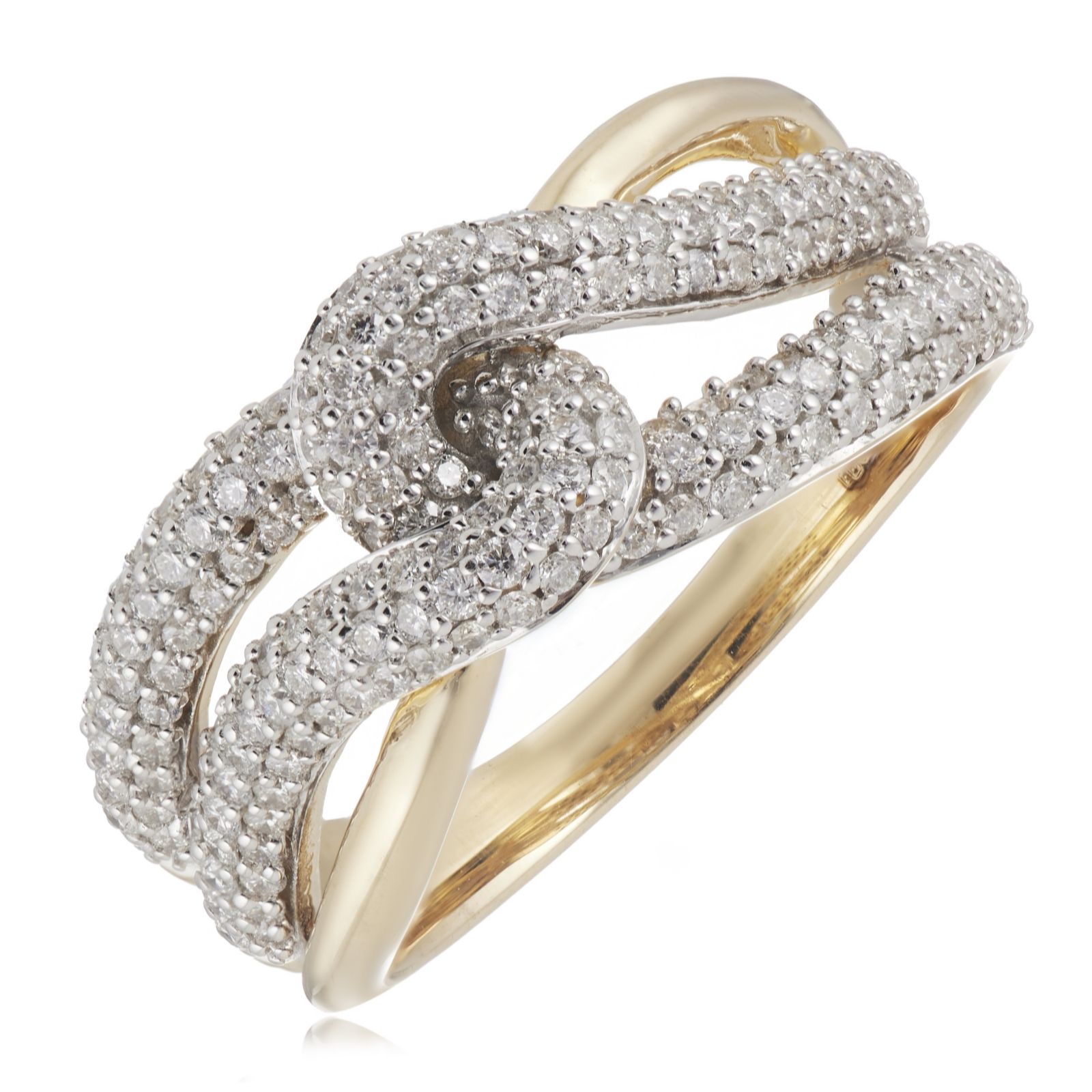 0.71ct Diamond Pave Twist Ring 9ct Gold