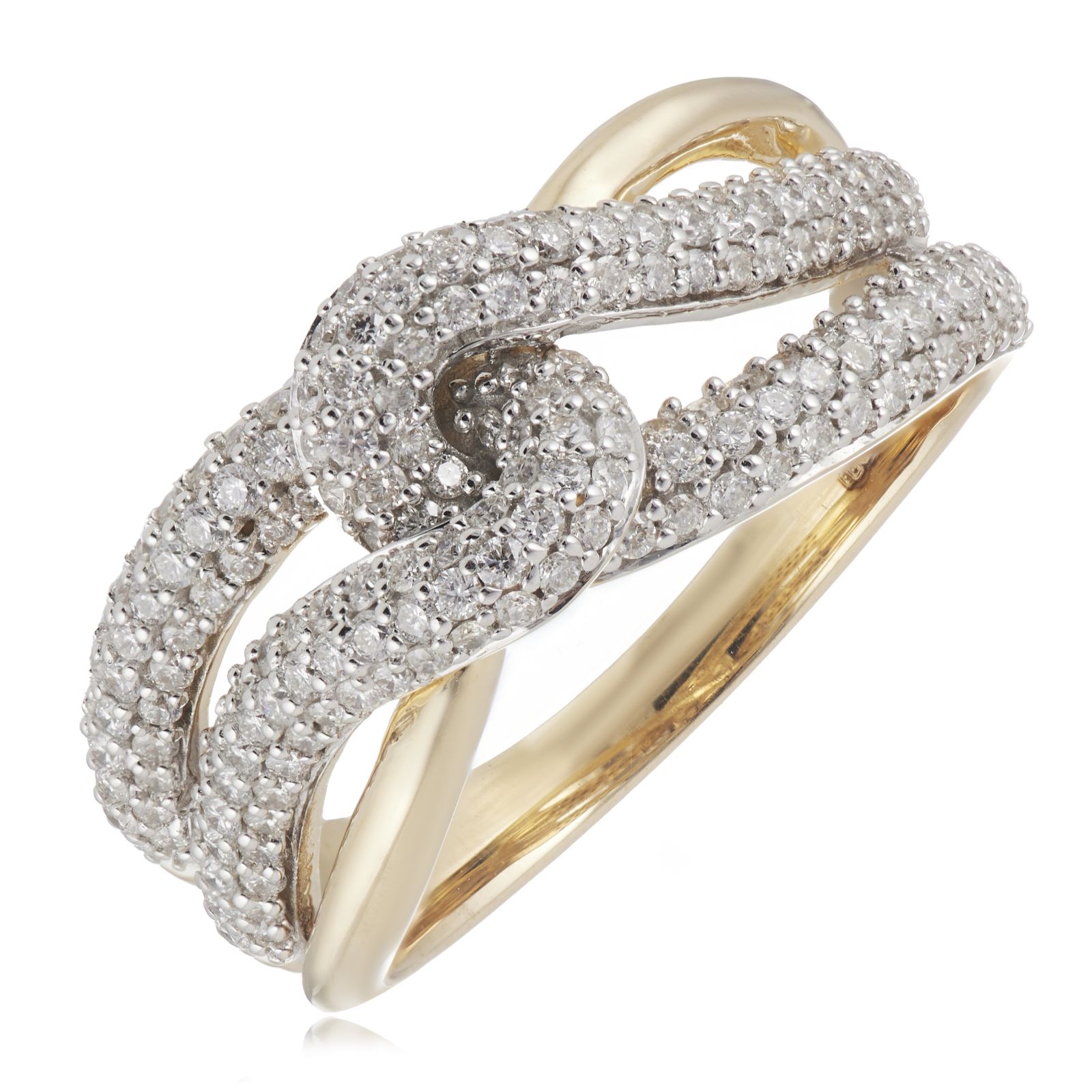 0.71ct Diamond Pave Twist Ring 9ct Gold