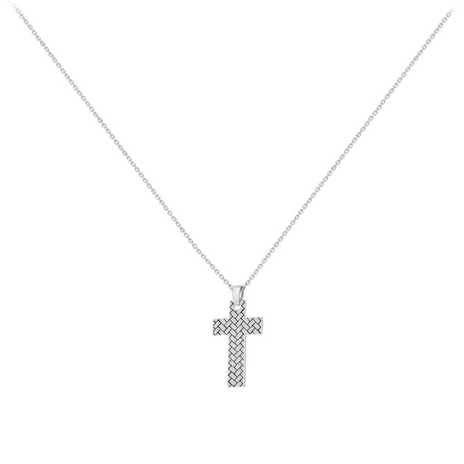 Faith & Brown Men's  Herringbone Cross Necklace